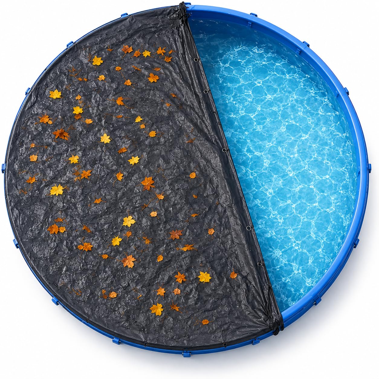 Telo di copertura per piscina rotondo, extra spesso, 200 g/m², resistente ai raggi UV, per l'estate e l'inverno, colore nero, 460 – 500 cm (diametro 560 cm)