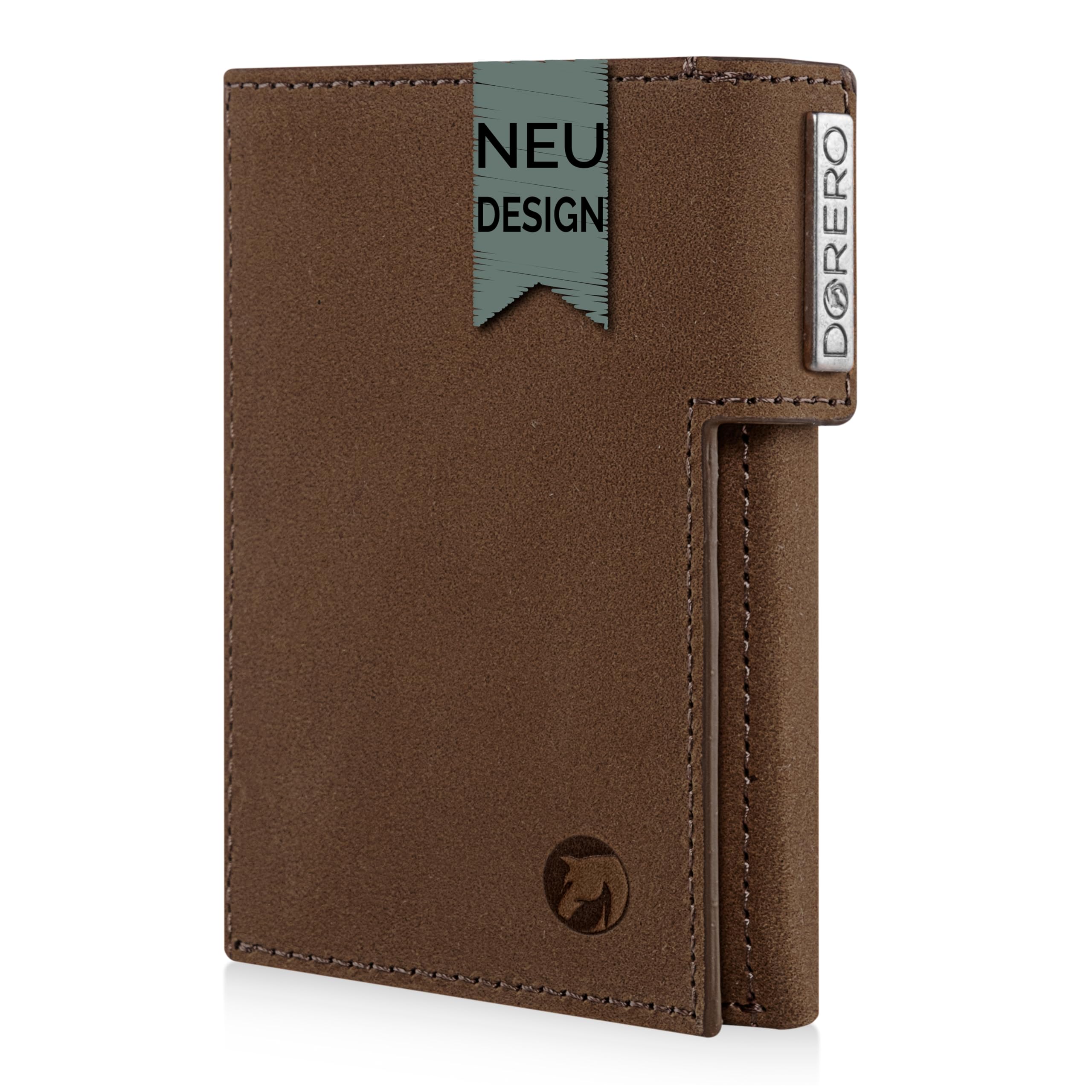 Slim Wallet - Mini Geldbörse Herren & Damen klein - RFID Schutz - Herren Geldbeutel mit Münzfach Portemonnaie - Kreditkartenetui für bis zu 11 Karten (Vintage Braun)