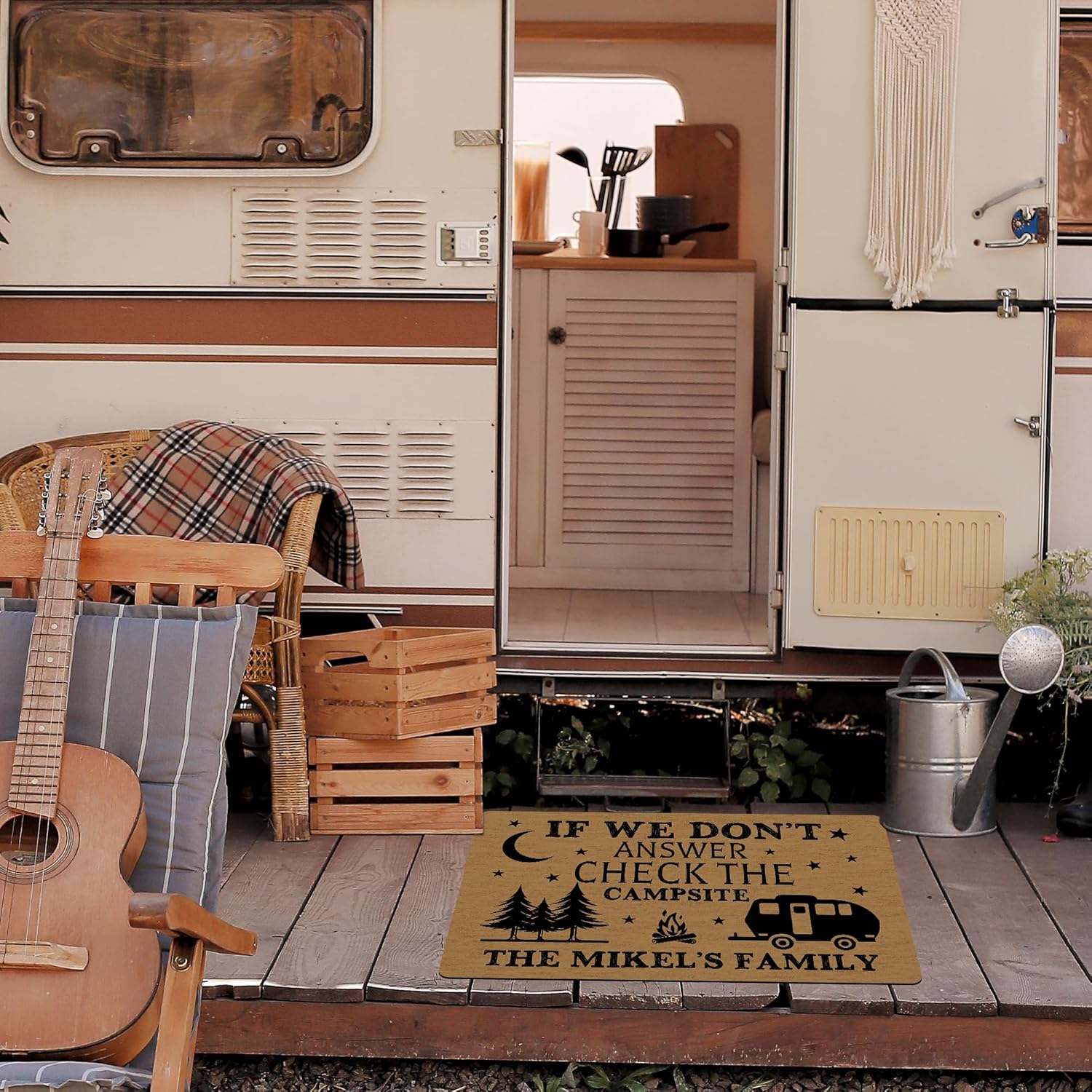 Happy Camper RV Door Mat Personalized Outdoor Custom Outdoor Mat Camping Accessories Camper Mat Personalized Door Mats for RV Door Mats Indoor Entrance