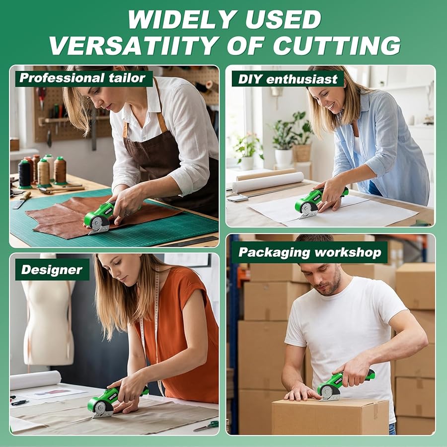 Cardboard Cutter, Rechargeable Cordless Electric Scissors, Upgrade 4V Electric Box Cutter with 2 Blades, Safety Lock & LED Light, Powerful Cutting for Cardboard Box, Plastic, Leather, Fabric - image 7