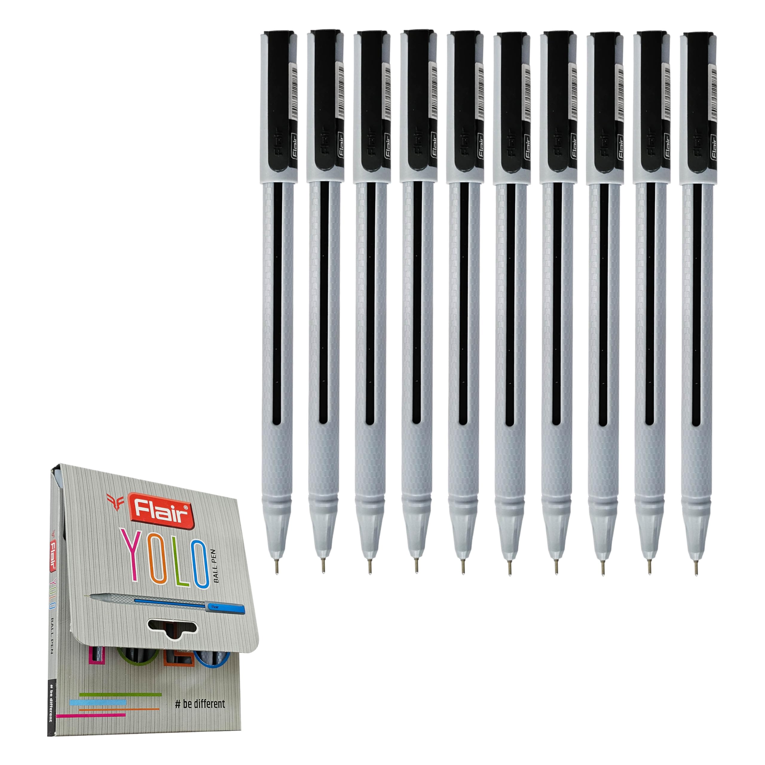 YOLO Ballpoint Pens, BLACK, Fine Point (0.7mm), Pack of 10, Smooth Ball Pens, Perfect for School Office Home Everyday Use, iZOFAX