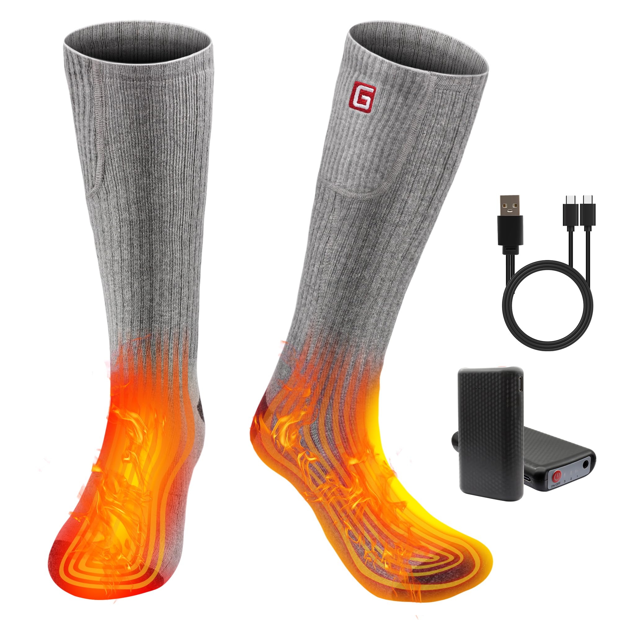 SVPRO Rechargeable Heating Socks Battery Operated Socks Heated for Women Men,Electric Heated Socks with 3 Heating Settings Outdoor Riding Camping Hiking Skiing Motorcycle Winter Electric Warm Socks