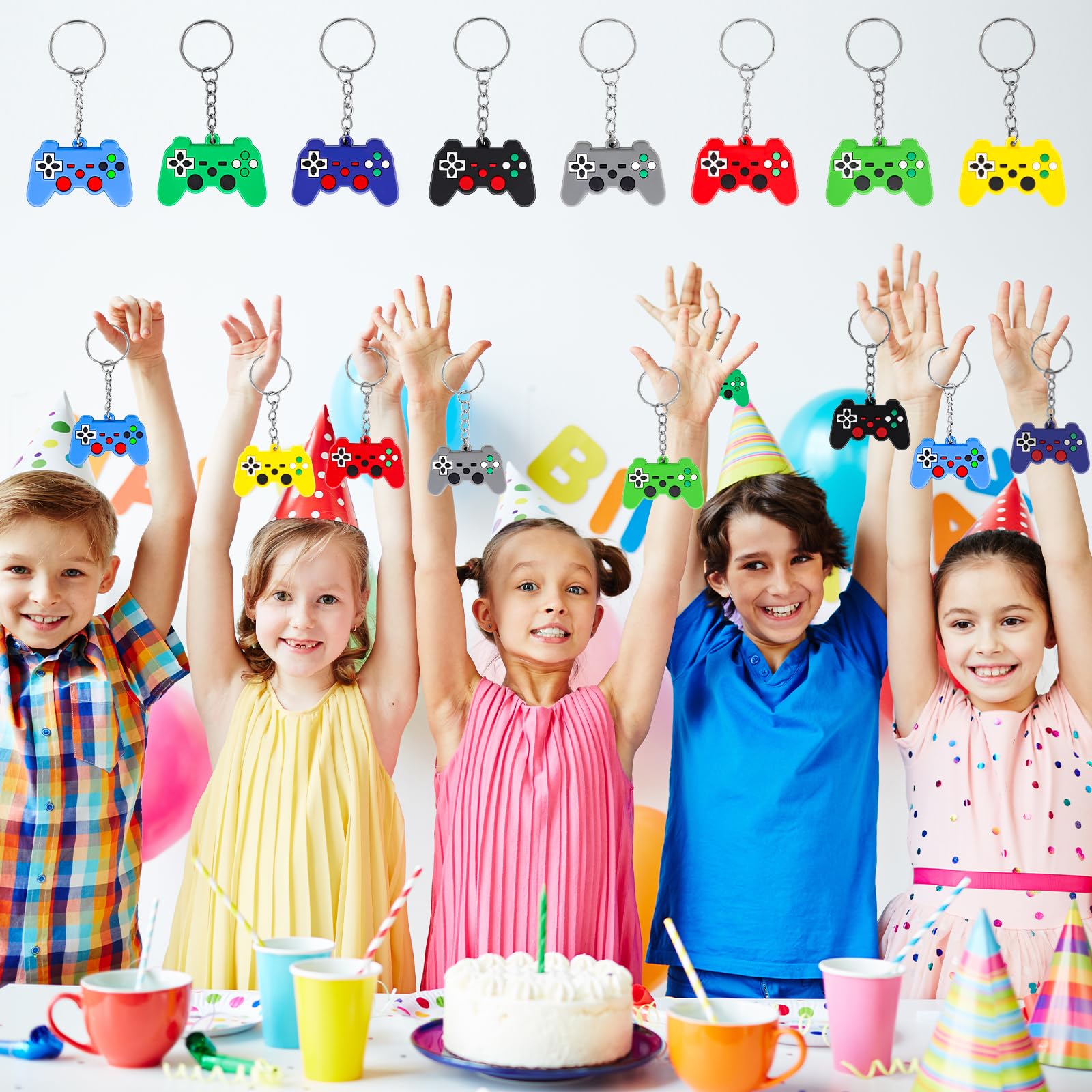 30 llaveros para niños, llaveros con forma de mando de videojuegos para niños, fiestas de cumpleaños 30 llaveros para niños, llaveros con forma de mando de videojuegos para niños, fiestas de cumpleaños