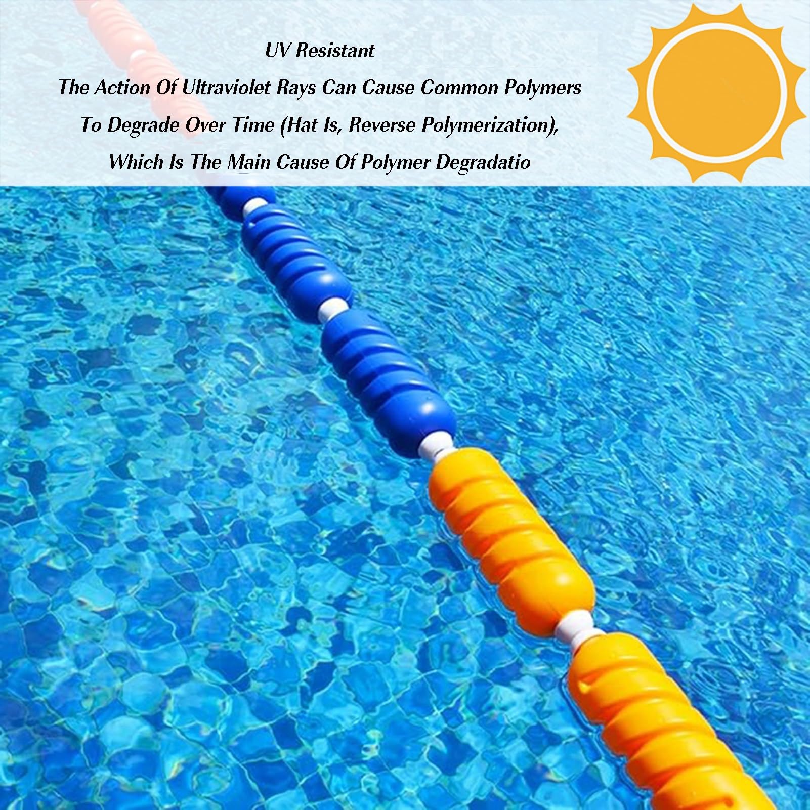 Recinzione di sicurezza per piscina, corda divisoria resistente con boe, 18 m per una visibilità e sicurezza efficaci, accessori essenziali per piscina