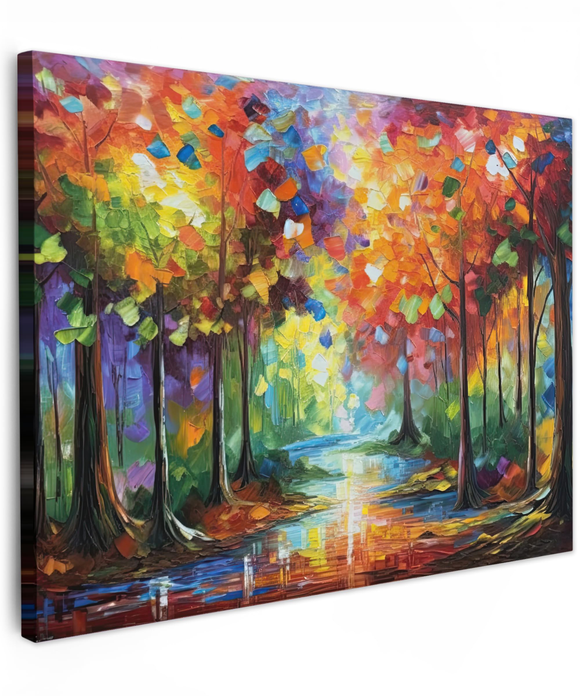 MuchoWow© Bilder 70x50 cm Wohnzimmer Deko Modern Wandbild Foto auf Leinwand Bild Schlafzimmer Room Decor Geschenke Kunstdruck - Bunt - Landschaft - Wald - Farben - Natur