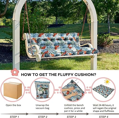 Miniatura 78 de Cojín de repuesto para columpio de 2-3 asientos, cojines de banco para exteriores con respaldo grueso de 4 pulgadas, muebles de patio, jardín, Flor