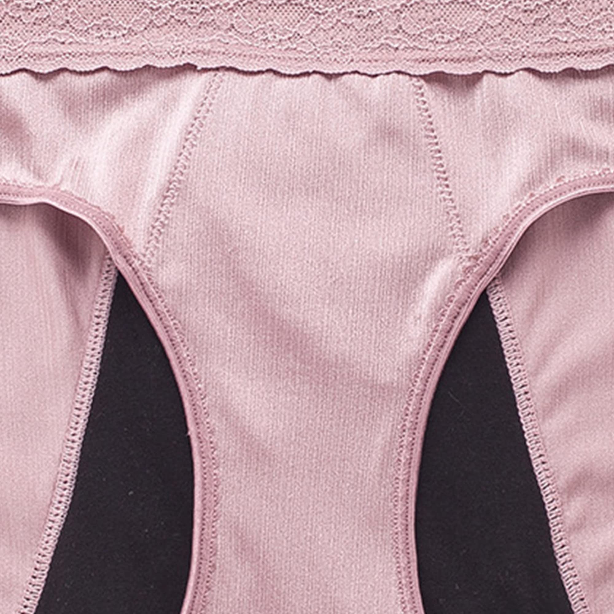 Calzoncillos fisiológicos de encaje de cuatro capas para mujer, cintura alta, transpirable, sexy, ropa interior cómoda y suave (rosa, morado, 5 piezas, XL)