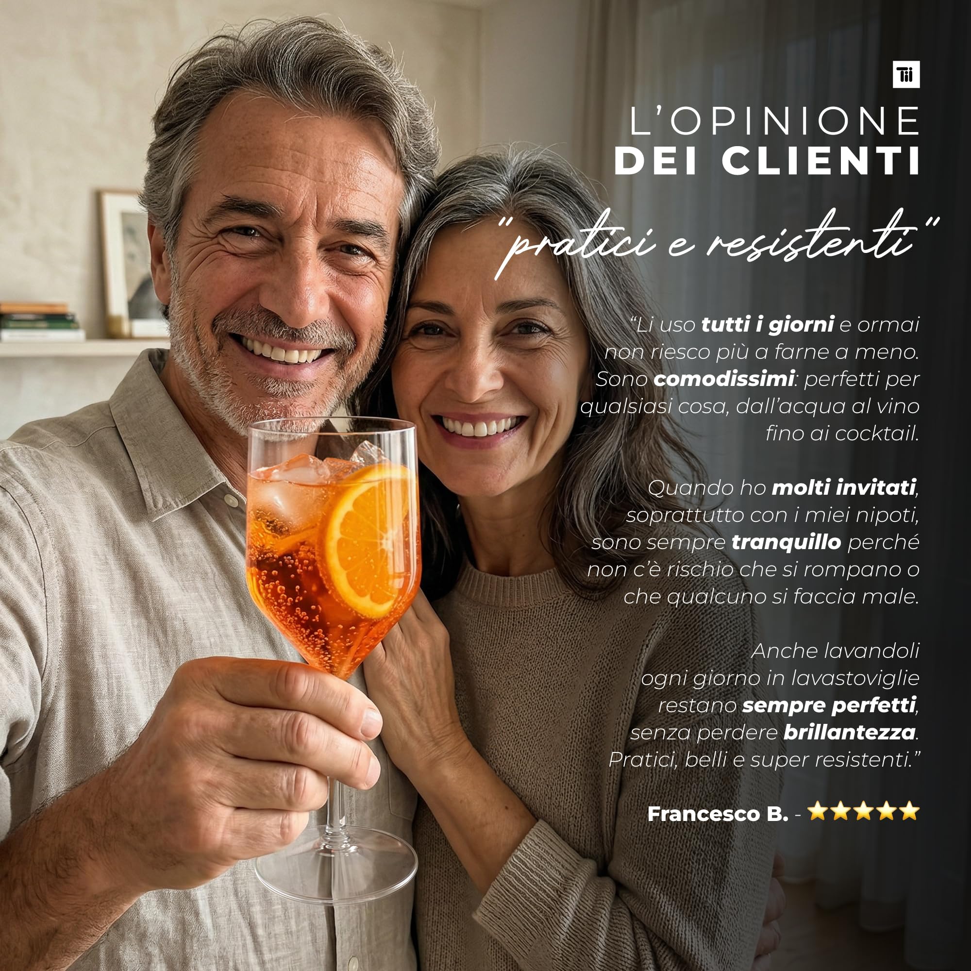 TUNDRA - Set 6 Calici Plastica | CROISIERE 25cl. | INFRANGIBILI, in SAN (Plastica Rigida), Riutilizzabili e Lavabili in lavastoviglie, per VINO, ACQUA, COCKTAIL, Flute CHAMPAGNE, (Trasparente)