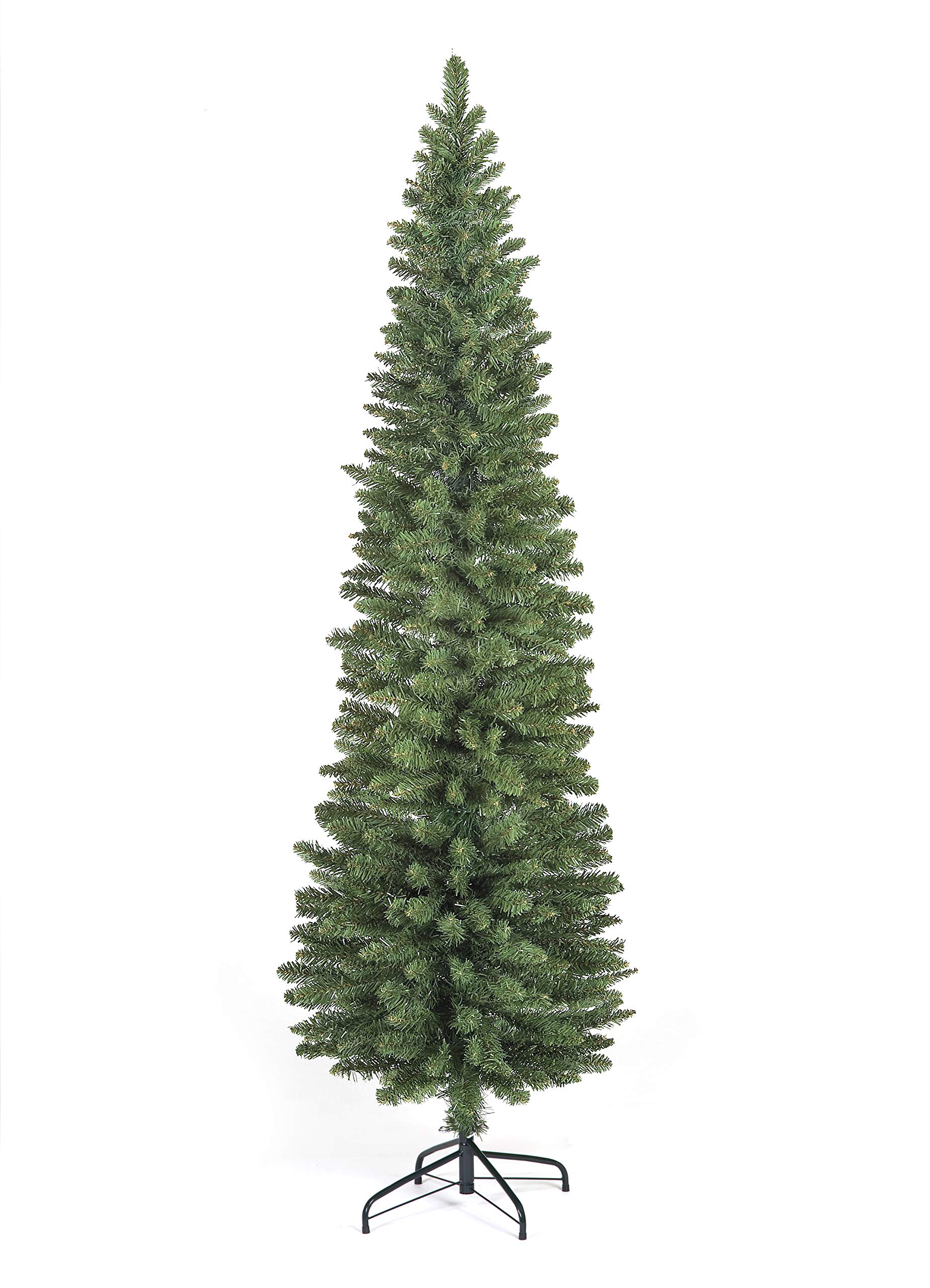 Snowtime Green 8Ft Pine Pencil Slim Artificial Christmas Tree With 460 Branch Tips (Click To See More Sizes)
