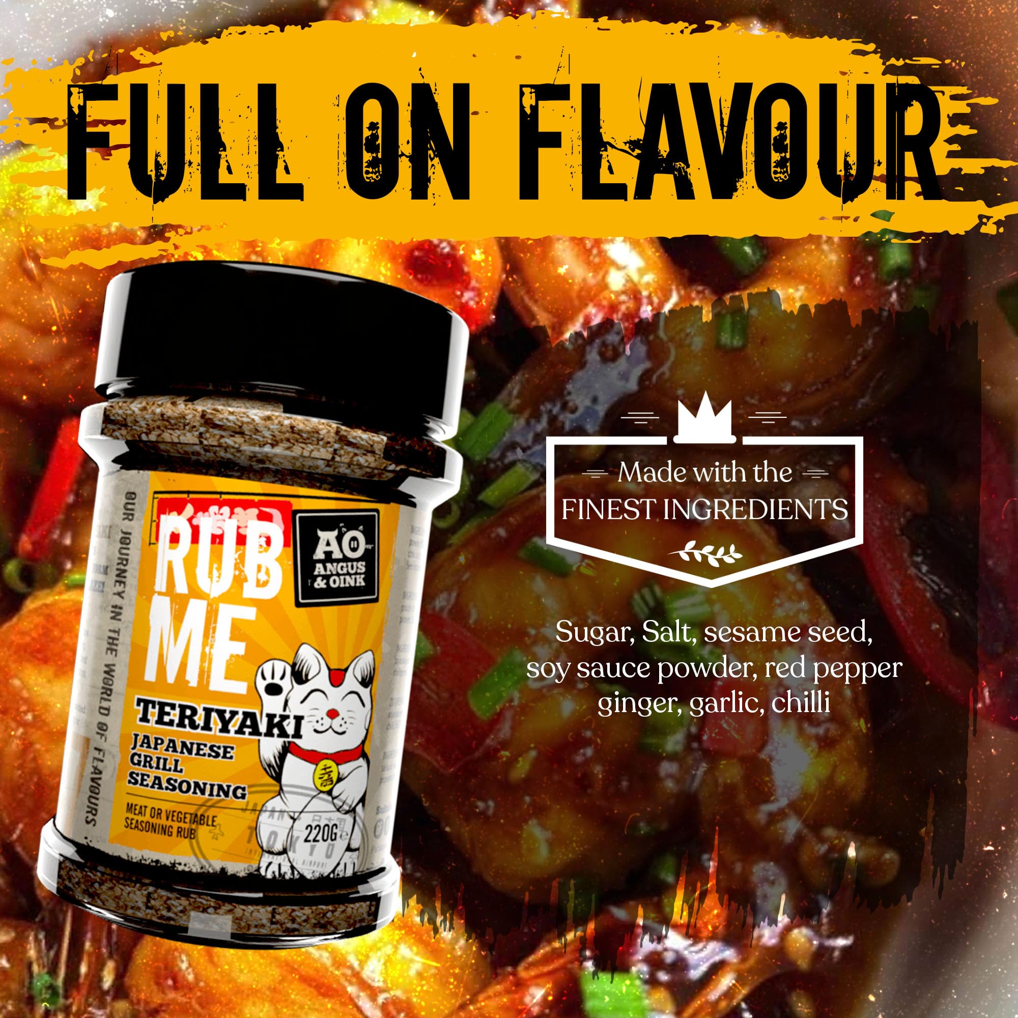 Angus & Oink Rub Me Teriyaki - Condimento per grigliate giapponesi, 220 g