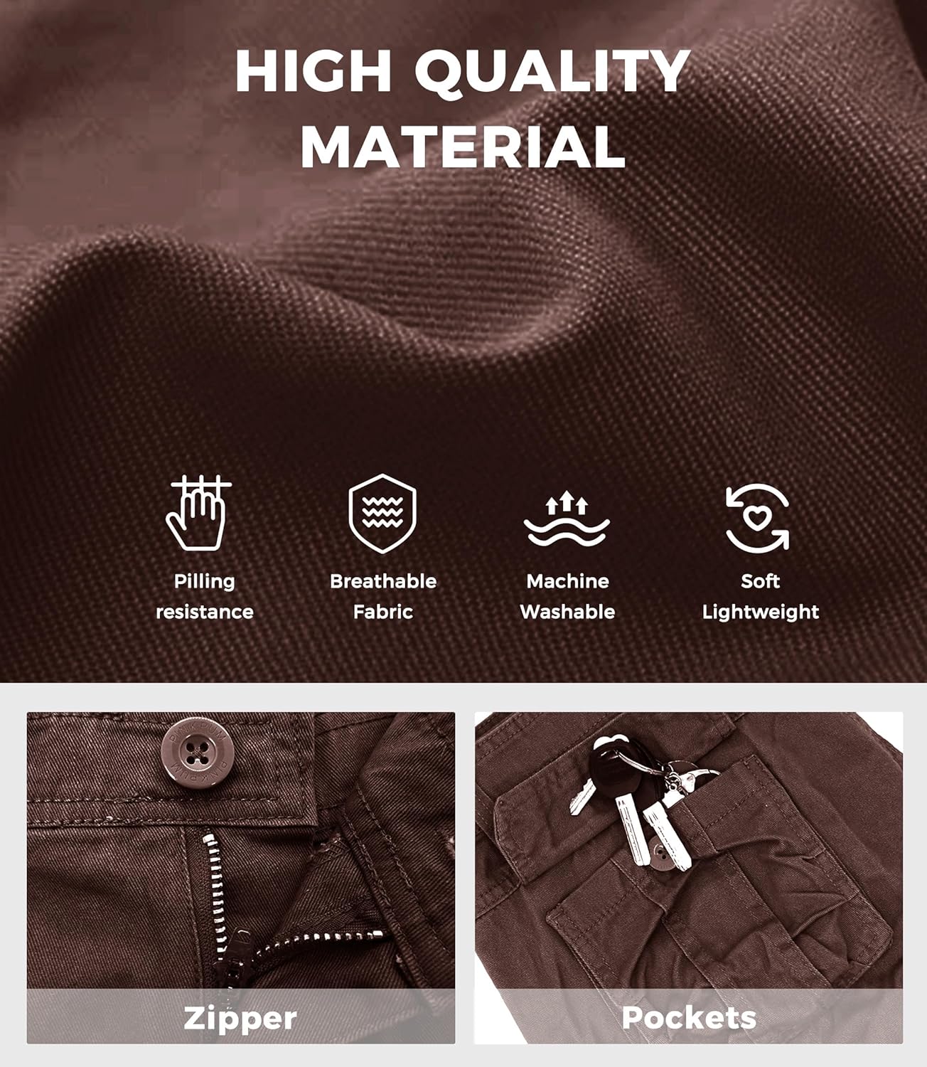 Mens Cargo Shorts Cotton Work Shorts Multi Pocket Casual Workout Shorts for Men NO Belt - Image 6