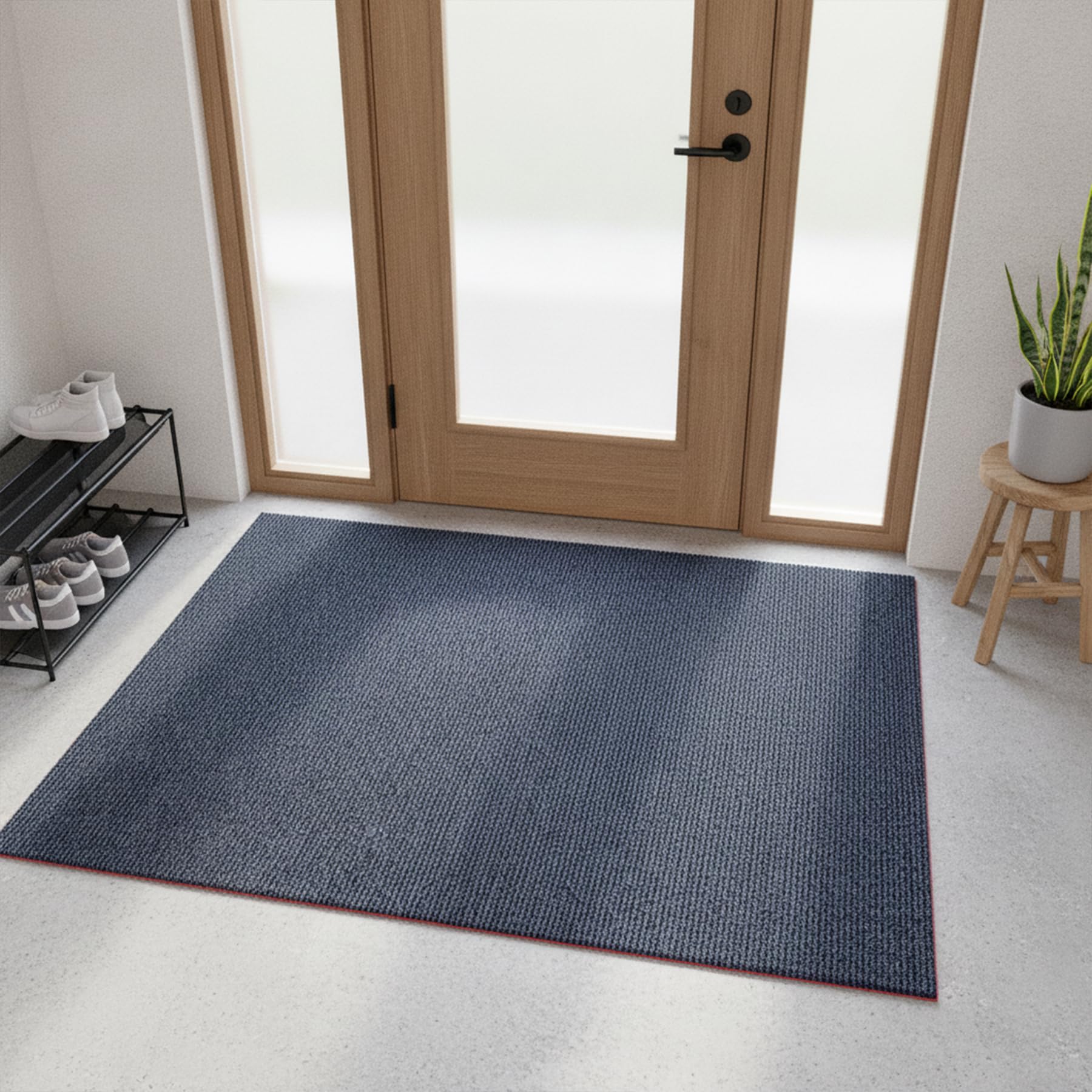 Tapis pour Entrée Antidérapant Lavable 90x170cm Gris Foncé