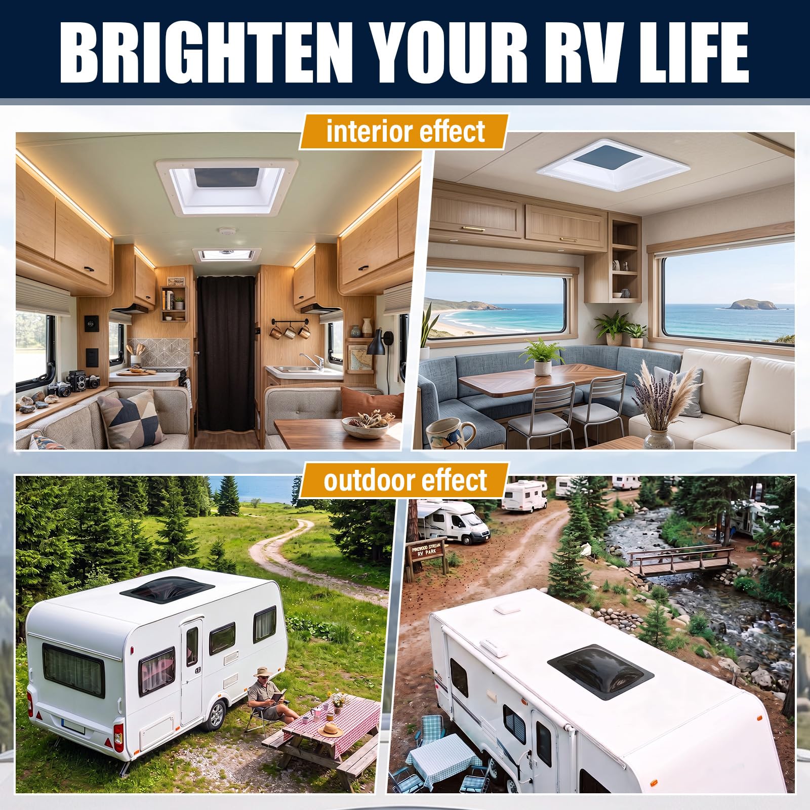 DaisyInner RV Skylight - Repuesto de cúpula exterior universal de 18 x 26 pulgadas, se adapta a aberturas de 14 x 22 pulgadas, resistente a los impactos, cubierta de tragaluz para caravana, caravana