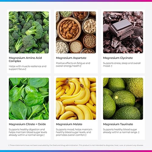 Miniatura 3 de Livingood Daily Suplemento de magnesio con glicinato de magnesio, citrato, malato, óxido, aspartato, complejo de aminoácidos y raíz de achicoria