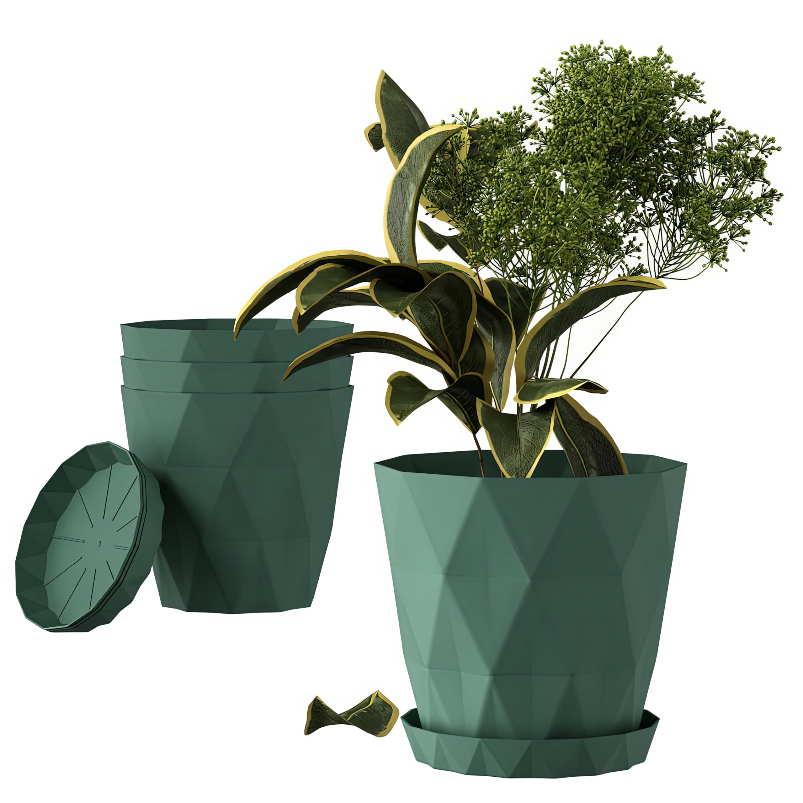 PIXERDOT Set of 5 | 6.5 Inch Flower Pots for Home Decoration, Indoor Plant Pots, Gardening Pots, Pots for Plants, Plastic Flower Pots for Garden Plants (Forest Green) (B0DC56DTDR) Amazon Price History, Amazon Price Tracker