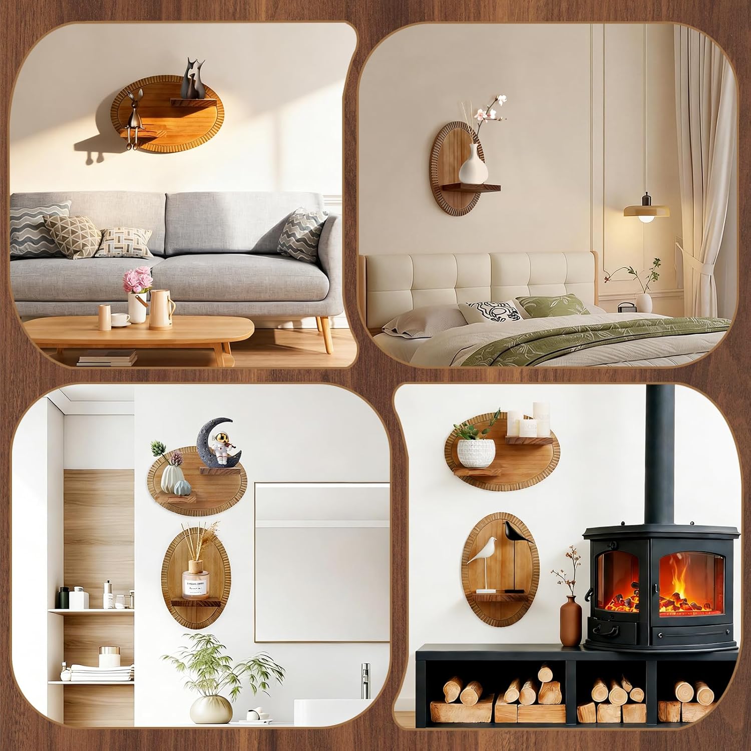 Candle Wall Sconces Set of 2 Rustic Candle Holders Wooden Vintage Wall Sconces Farmhouse Wall Decor for Fireplace, Living Room, Bedroom