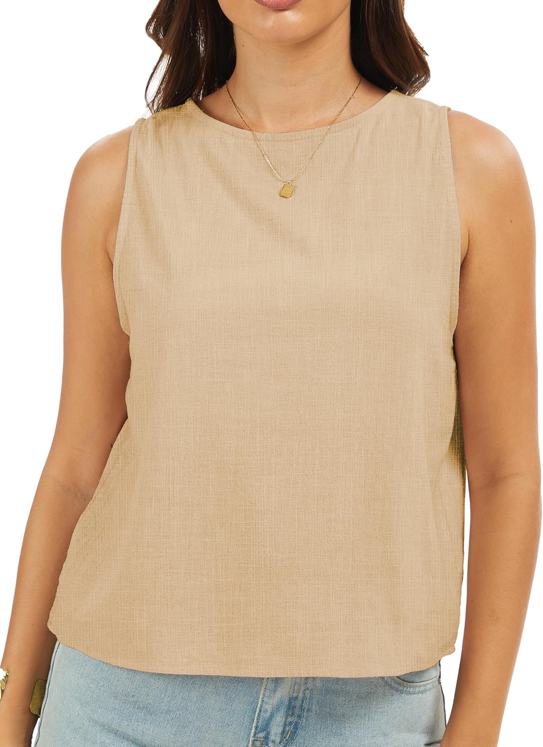 Linen Tops for Women Tank Tops Cute Summer Sleeveless Shirts Linen Clothes - Image 4