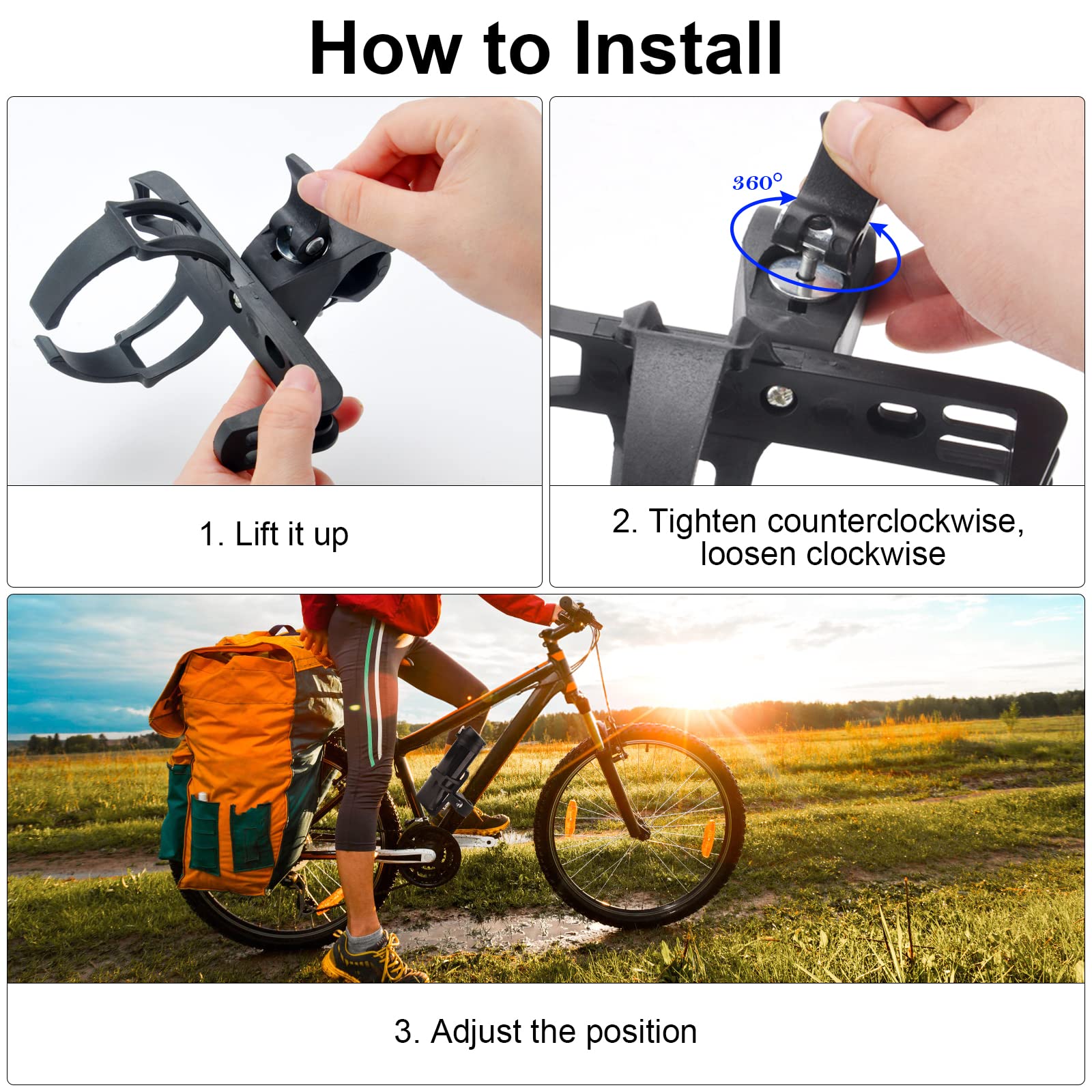 Soporte para Botellas de Bicicleta, Muy ligero para bicicleta, de Fibra de Carbono, Soporte para botellas de bicicleta, para diámetro de tubo, para bicicleta de carretera, bicicleta de montaña y niños