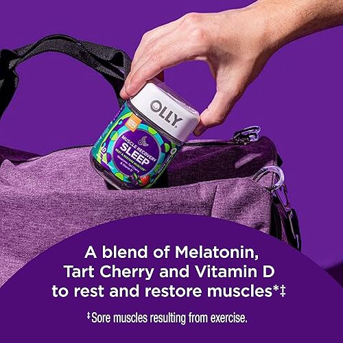 Miniatura 3 de OLLY Gomitas de sueño para recuperación muscular soporte muscular para sueño y dolor 3 mg de melatonina cereza ácida vitamina D sabor a baya 40