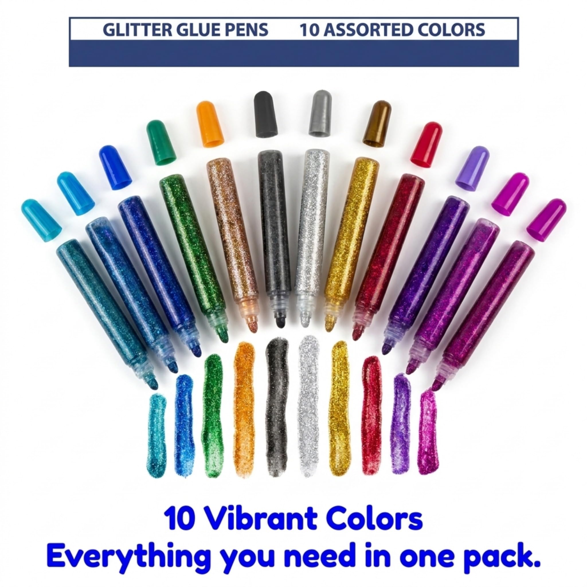 Glitter Glue Pens - 10 Pack for Crafts & Grad Caps -2