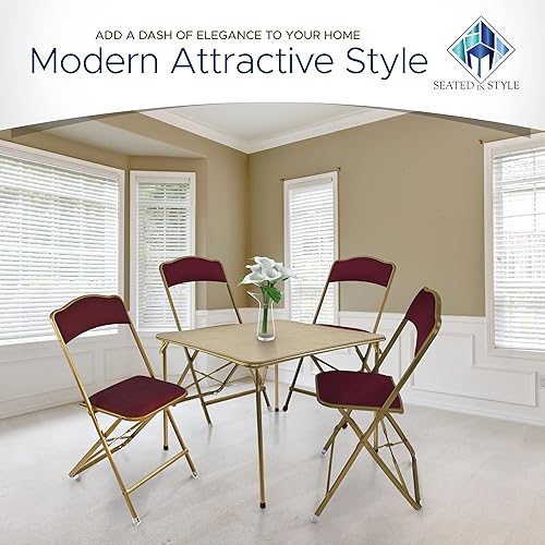 Miniatura 3 de Sillas plegables elegantes de lujo para fiestas asiento de vinilo de alta calidad almacenamiento compacto juego de 4