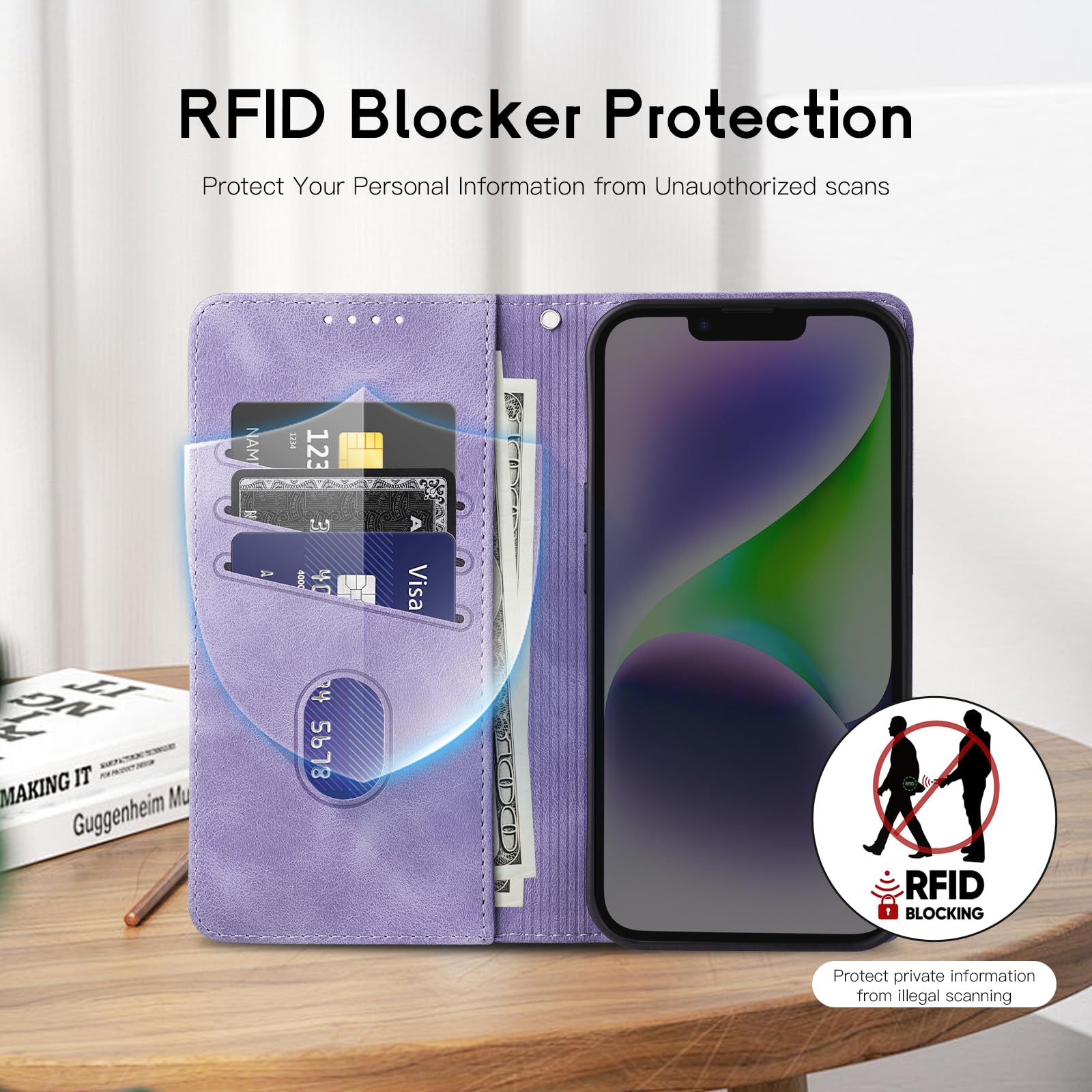 Custodia Portafoglio Per Xiaomi Poco F6 5G Con Blocco RFID E Pellicola Vetro Temperato - Antiurto Con Cinturino E Supporto - Blu - 2