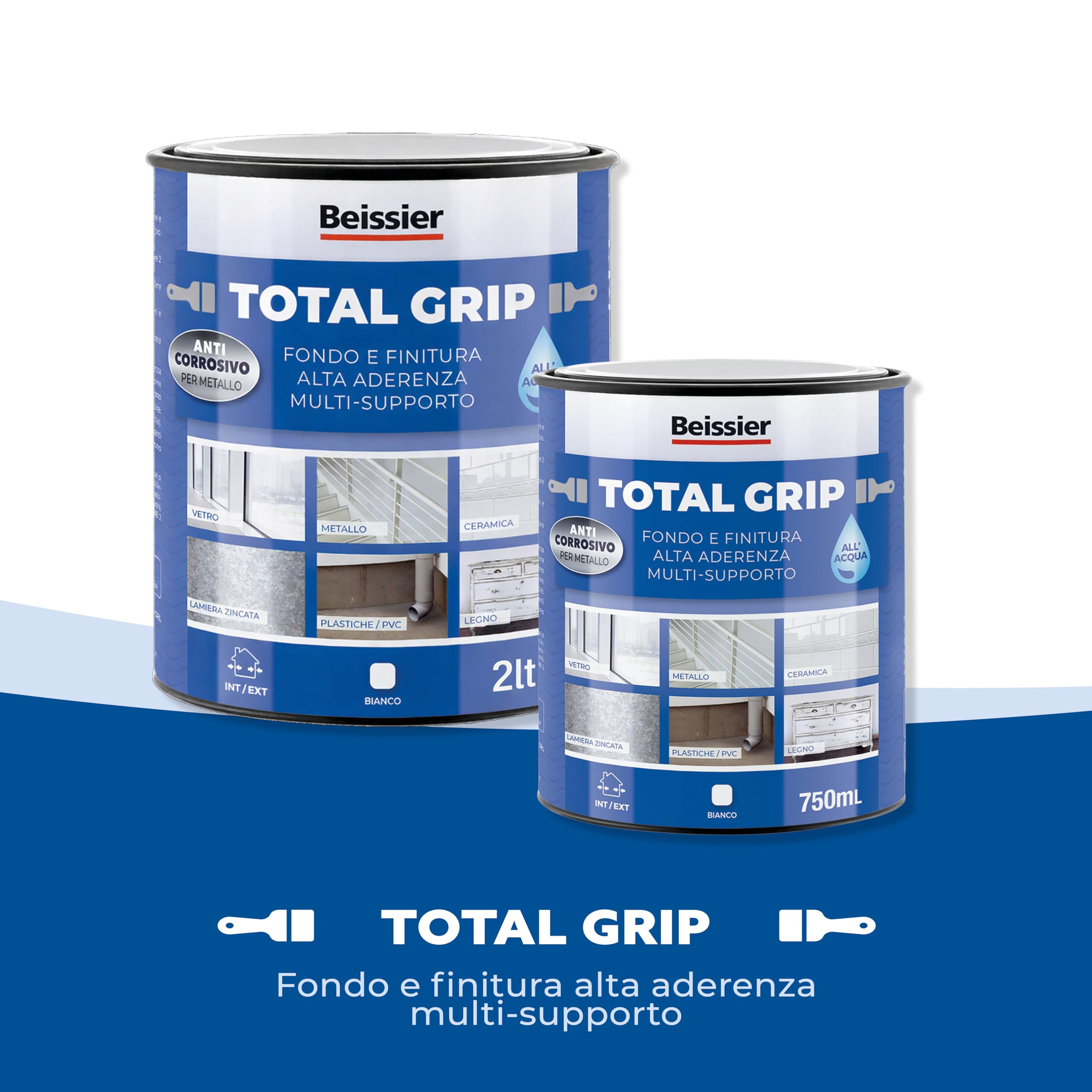 Smalto multisuperficie per piastrelle e mobili – Aguaplast TOTAL GRIP fondo vernice per ceramica, legno, metallo e plastica – copri macchie e primer formato 750 ml