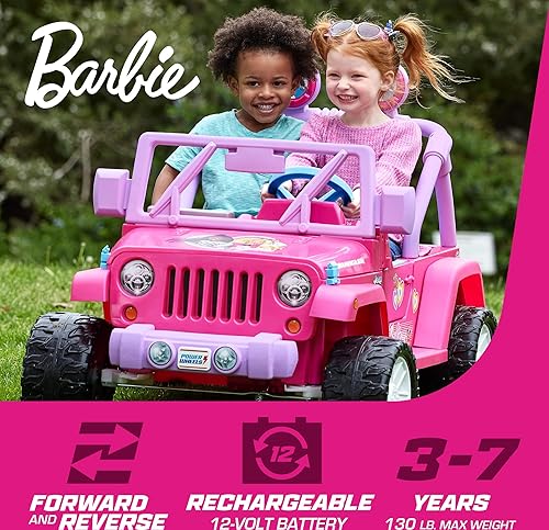 Power Wheels Juguete para montar en preescolar, Happy Hound Rescue Cruiser Jeep Wrangler con kit médico de simulación para niños preescolares a