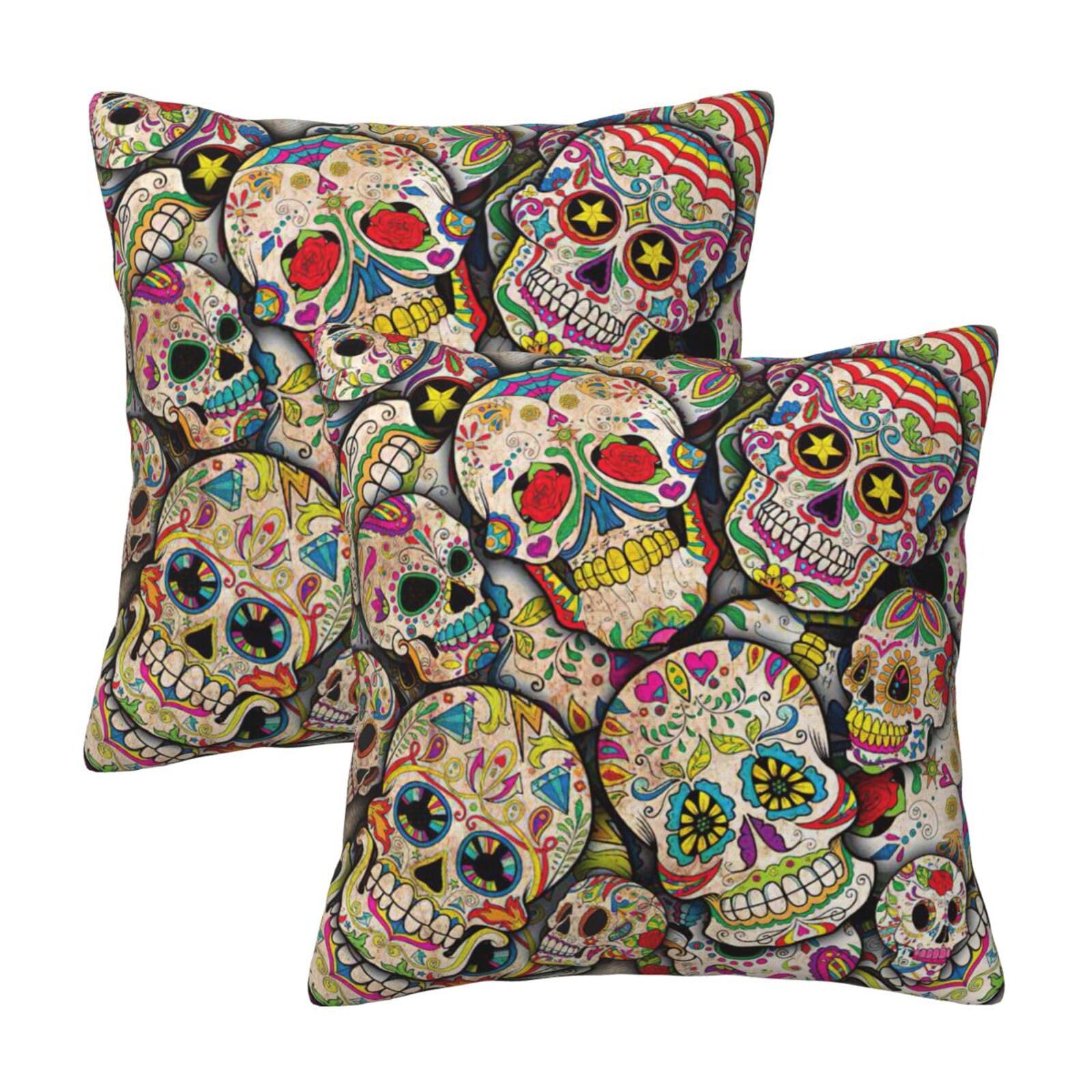 RRhgipp Skull Throw Pillow Cases Decorative Cushion Covers Couch Bed Sofa Decoration Xmas Gifts Bed