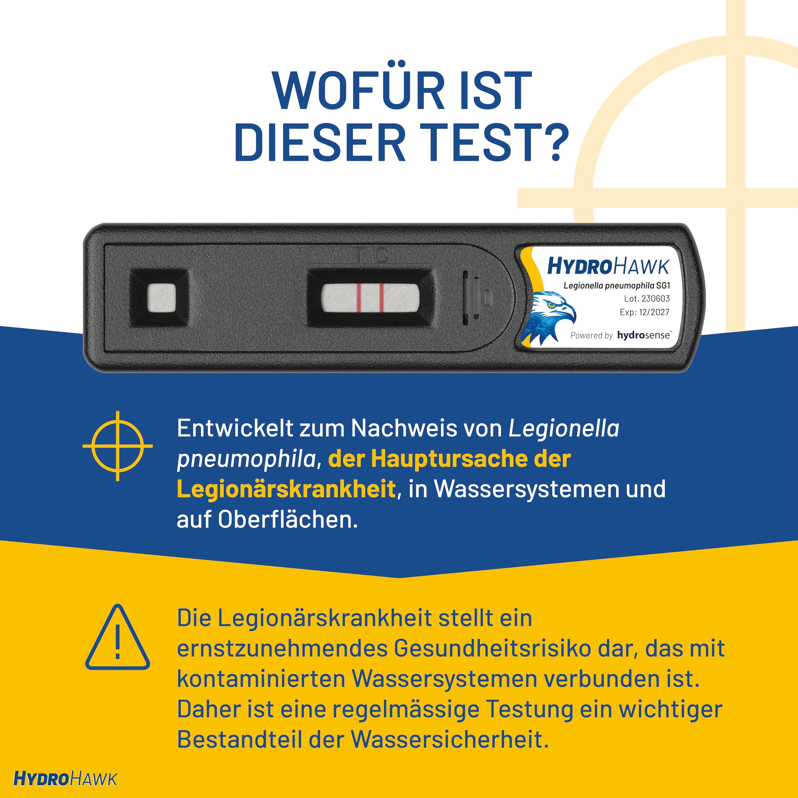 Legionellen-Abstrichtest für Wasserentnahmestellen – 5er-Pack Einweg-Testkits zum Nachweis von Legionella pneumophila sg1 – für Pool, Klimaanlage, Whirlpool – 25-Minuten-Schnelltest
