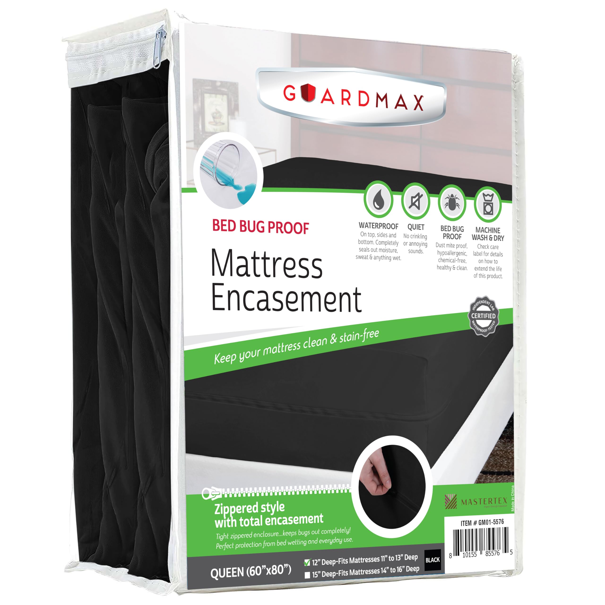 Guardmax Jersey Knitted Queen Zippered Mattress Encasement - Waterproof & Bed Bug Proof Mattress Protector - Comfortable, Soft, and Noiseless Zippered