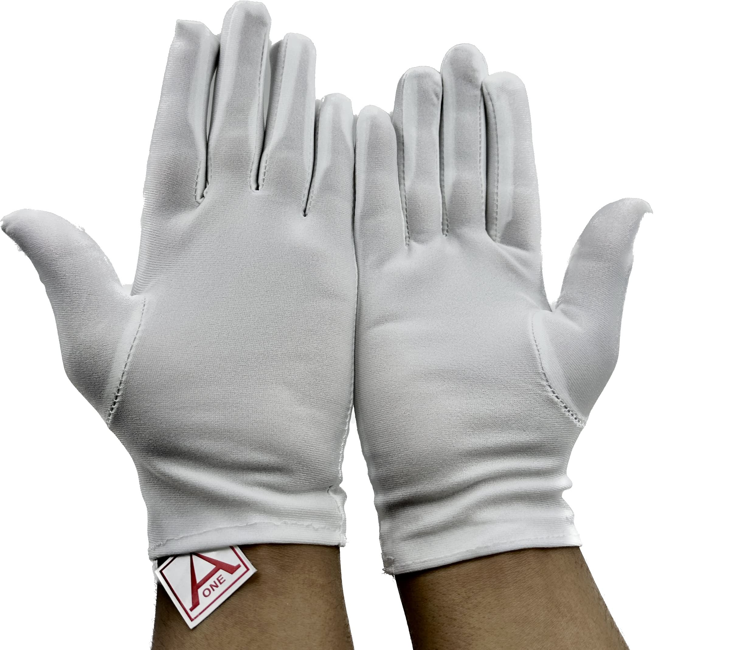 Aone Microfiber Hand Gloves Lint Free White 1 Pair Anti-Smear, Anti-Fingerprint Quality Check & Scratch-Free Handling for Jewellery/Diamond/Gemstone, Watch Boutique, Driver, Sun & Dust Protection