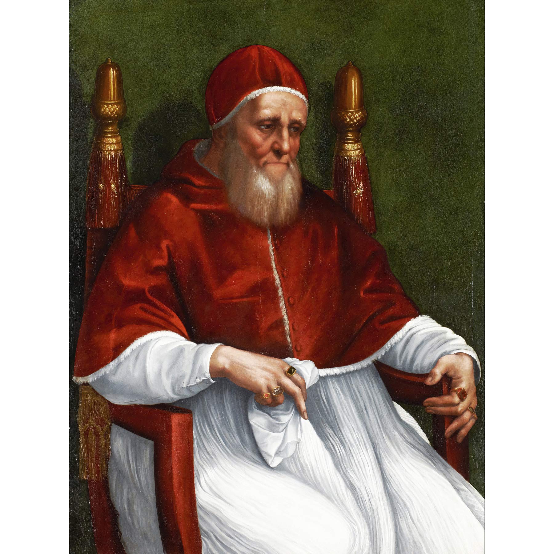 Raphael And Workshop Portrait Of Pope Julius II Large Wall Art Print Canvas Premium Poster Mural