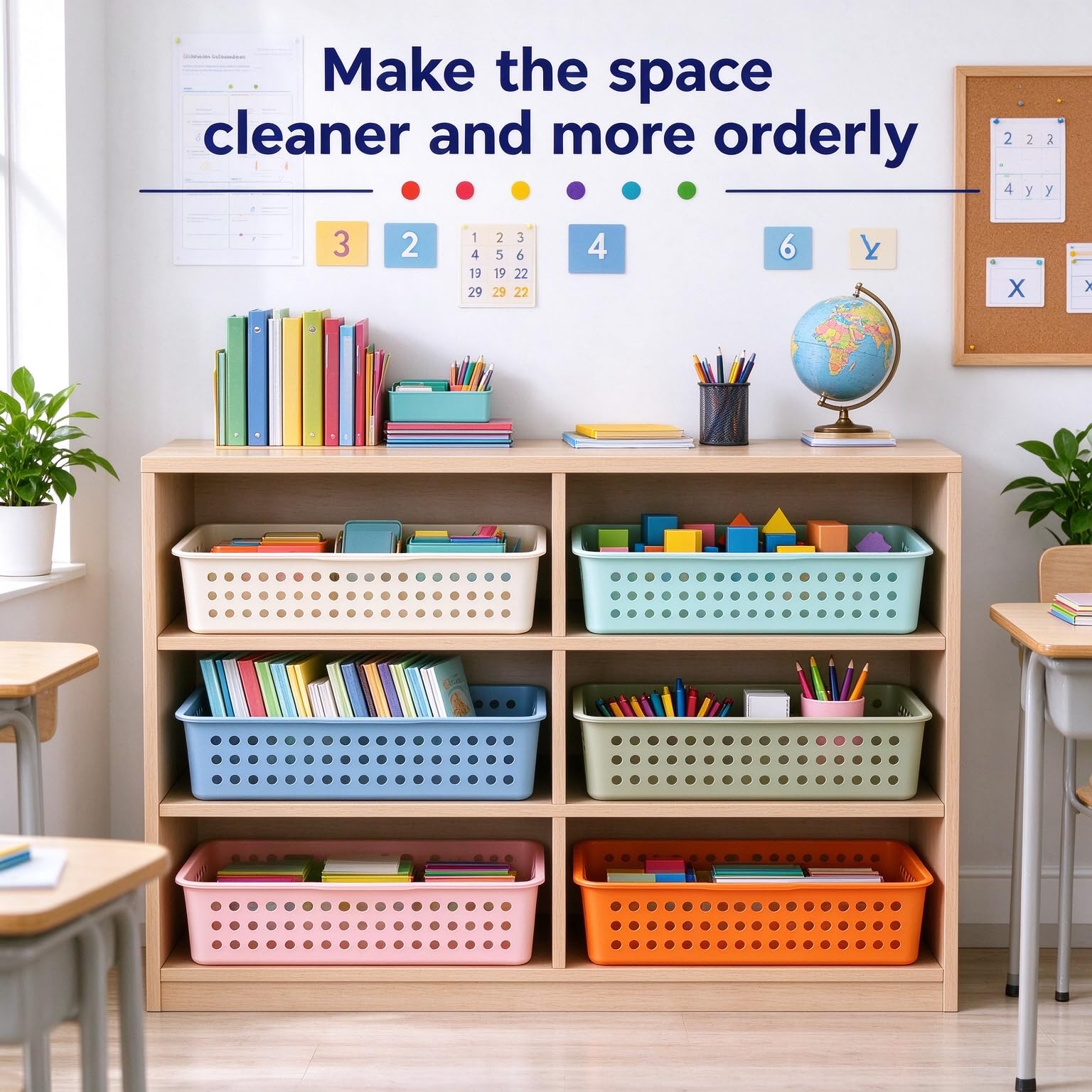 Simple Trending 6 cestas de almacenamiento de plástico para aula