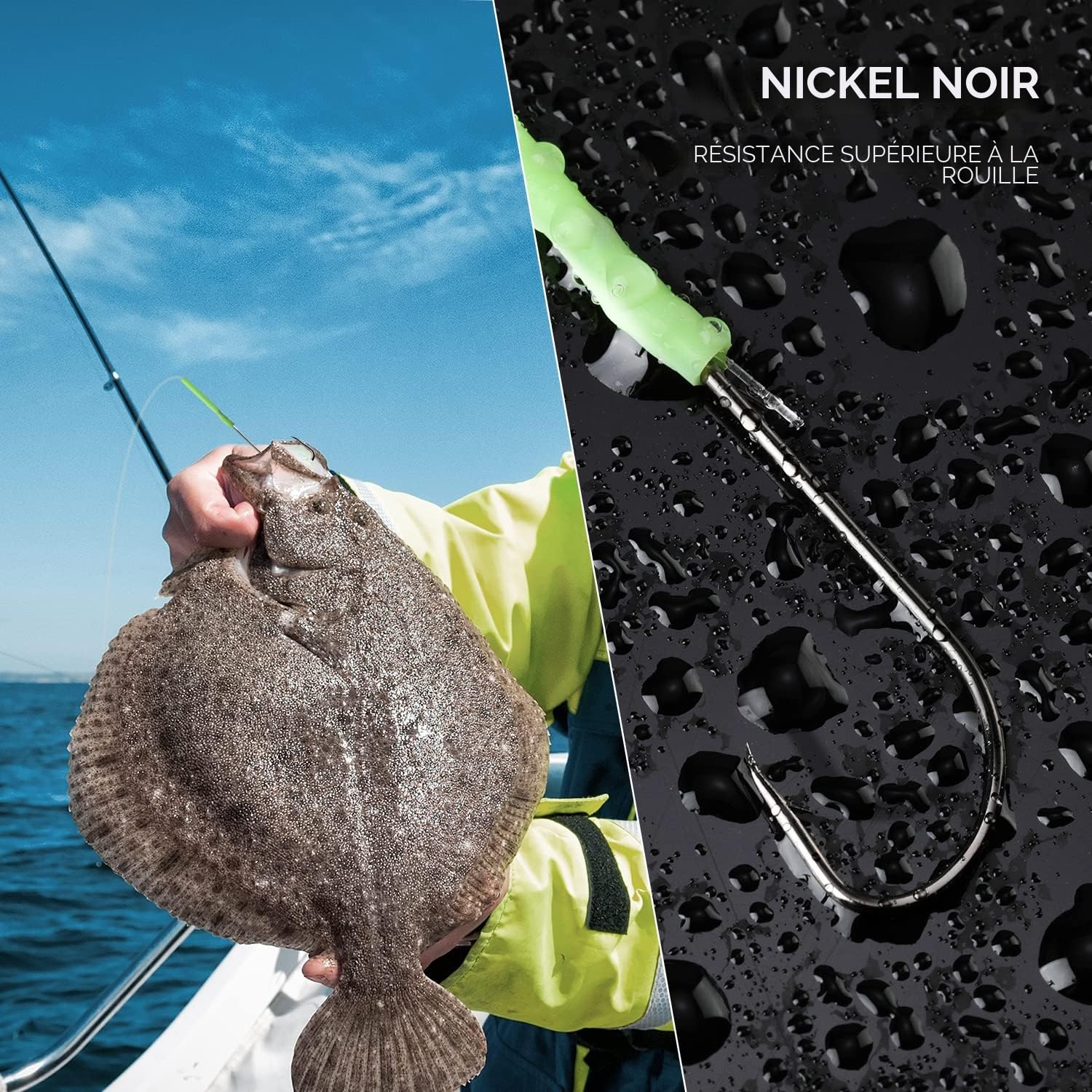 Lot de 5 Pré-noué Bas de Ligne Peche en Mer, Tailles 1, 2/0 Bas de Peche Mer pour Pêche à la Plages, Pêche Côtière, Pêche Le Bar, la Plaice, la Truite, la Dorade