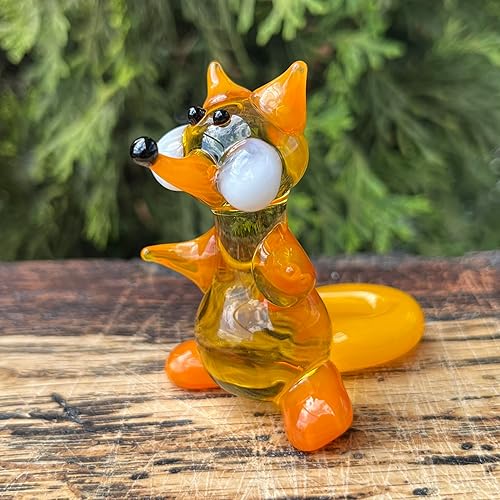 Miniatura 4 de Figura de zorro de cristal – Miniatura soplada a mano estilo Murano – Adorno de zorro coleccionable para estante o escritorio – Regalo