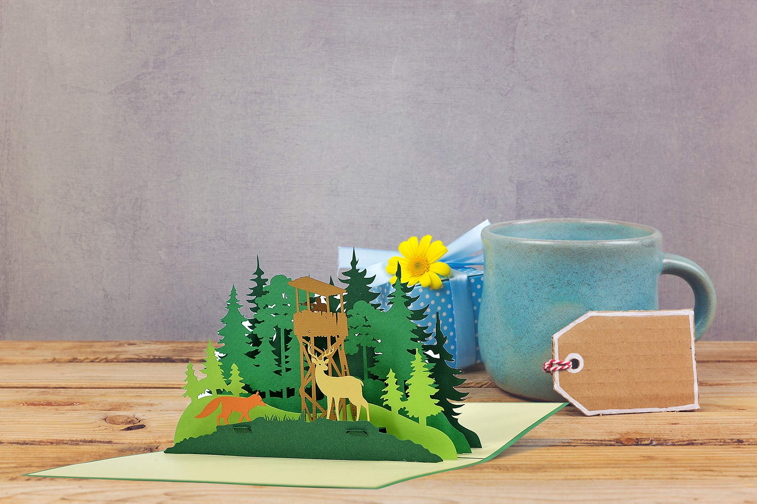 YZirbe Carte D'anniversaire En Bois Pour Chasseurs Forestiers Cerfs Bon D'achat Invitation à La