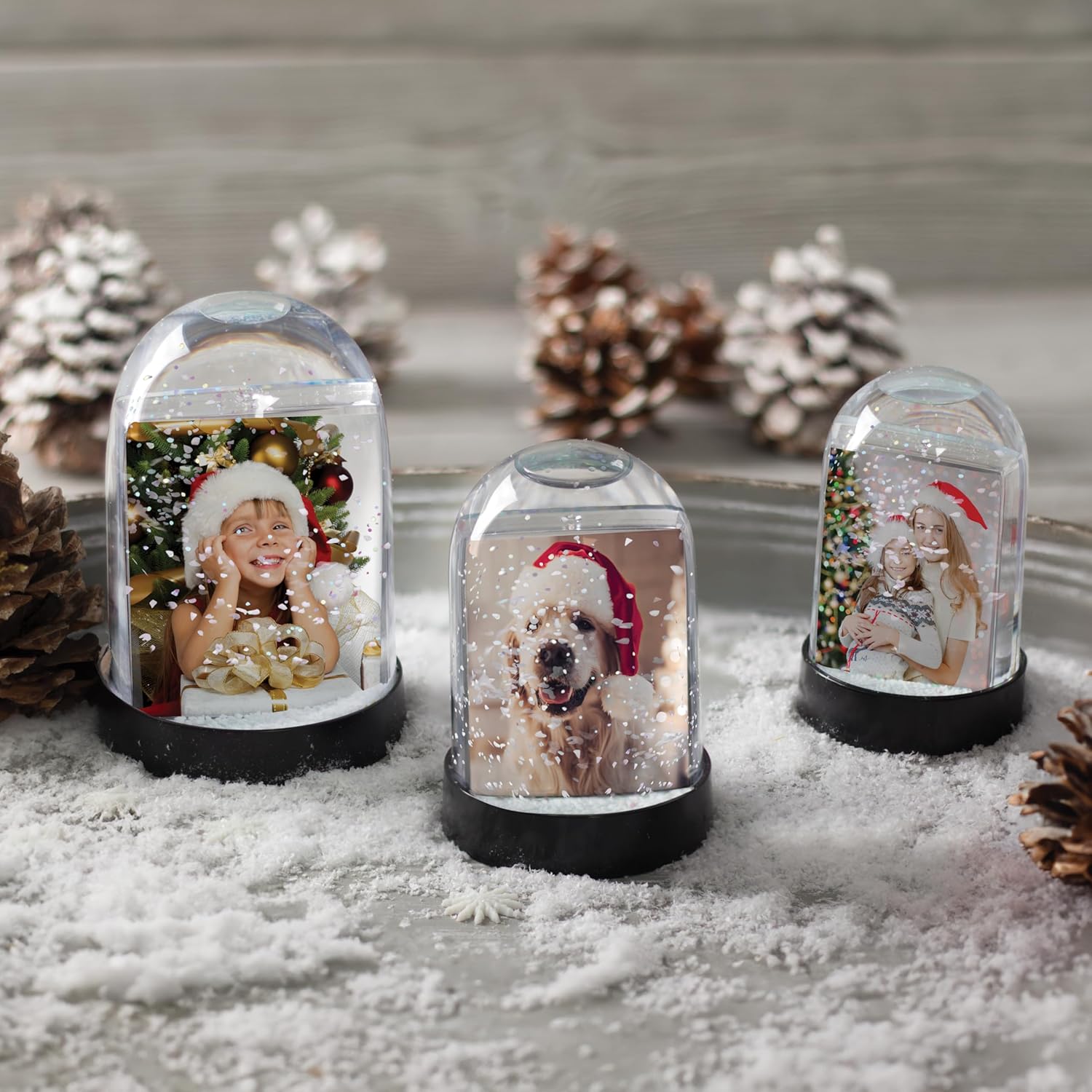 Neil Enterprises Inc. 2" x 2.875" 2-Photo Snow Globes with Black Base - Pack of 36