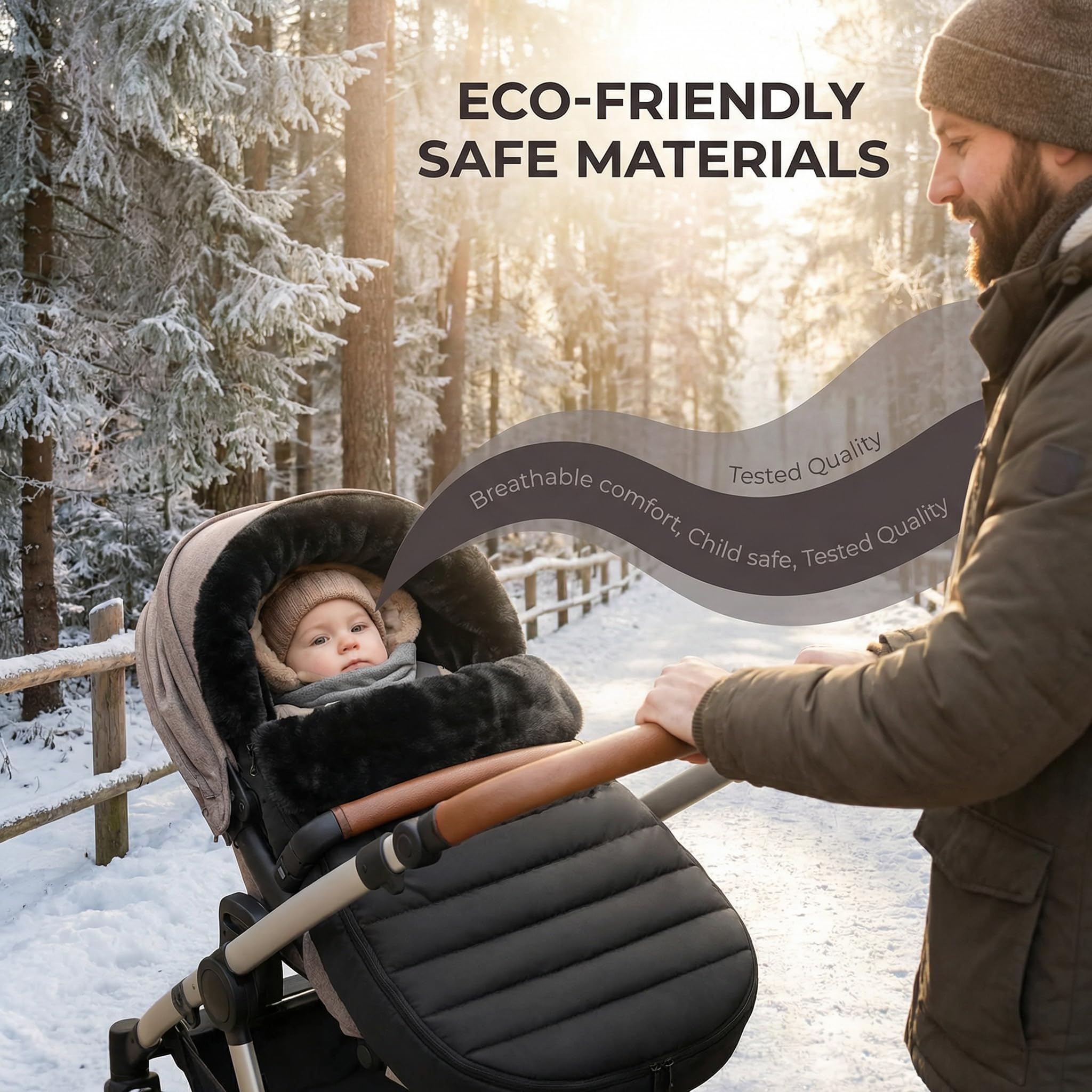 TOYANDONA - Sacco a pelo universale per passeggino, impermeabile, lunghezza regolabile in altezza e temperatura, colore nero