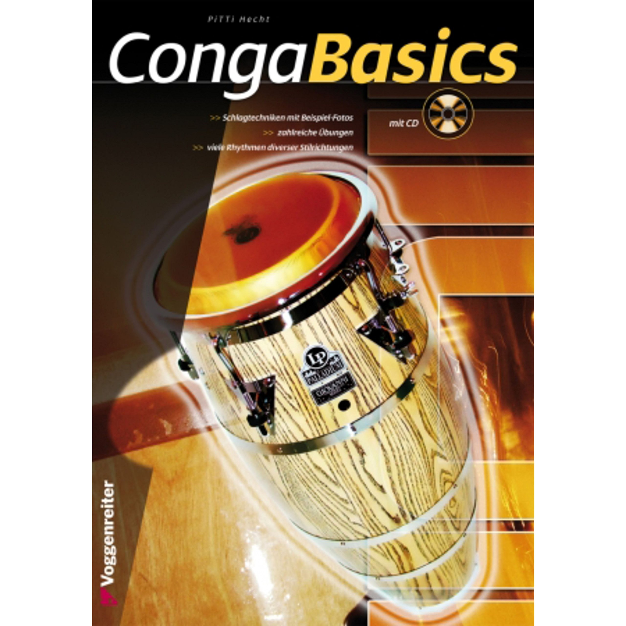 Fame Conga Set 11" & 12" Natur, Holz, Nappa-Fell, Mechanische Spannung, Schwarz Hardware, inkl. Ständer, Notenbuch & CD, geeignet für Percussion Anfänger und Profis