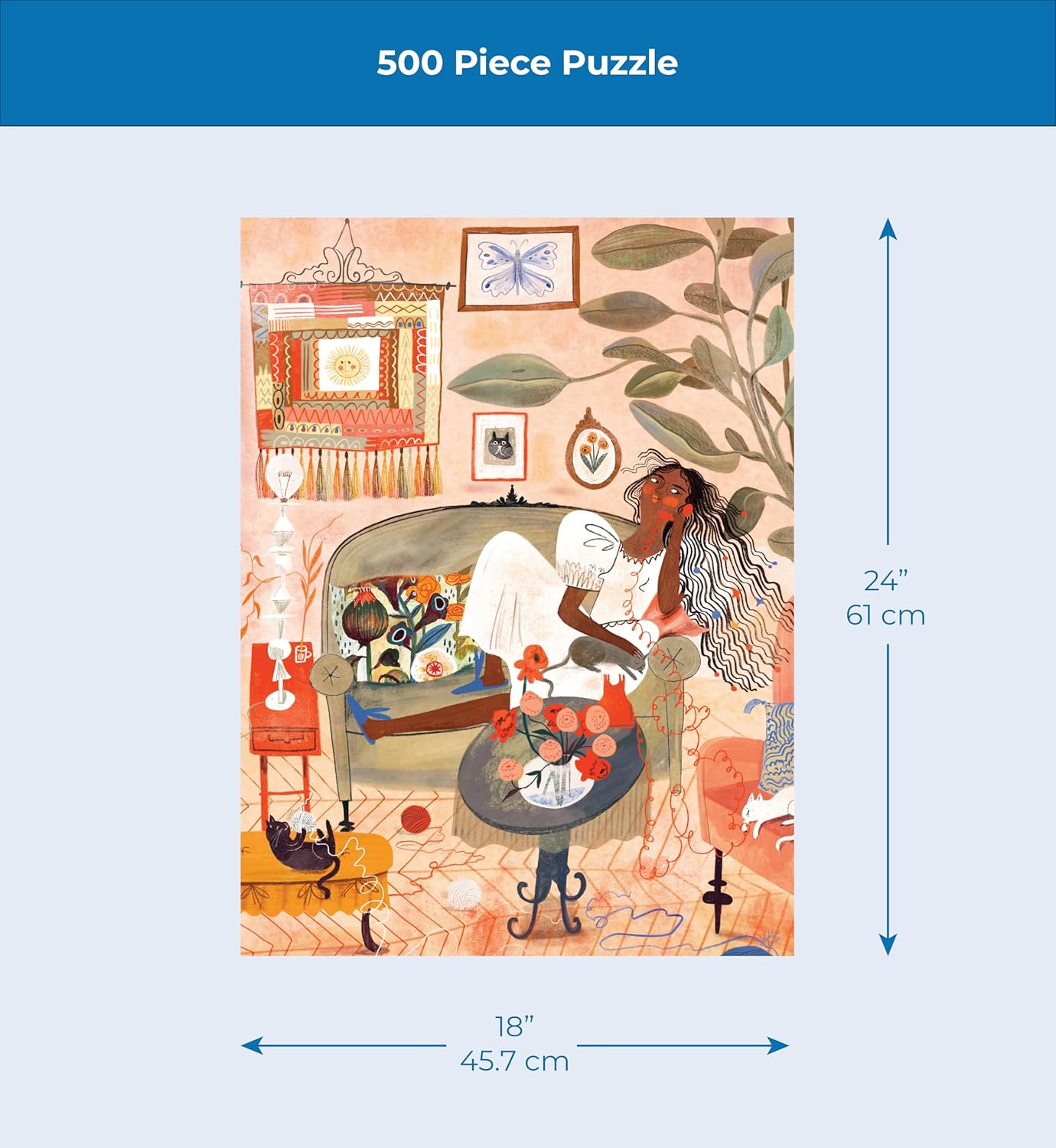 New York Puzzle Company - Adelina Lirius Cozy Night in - 500 Piece Jigsaw Puzzle for Family Game Nights by Adelina Lirius
