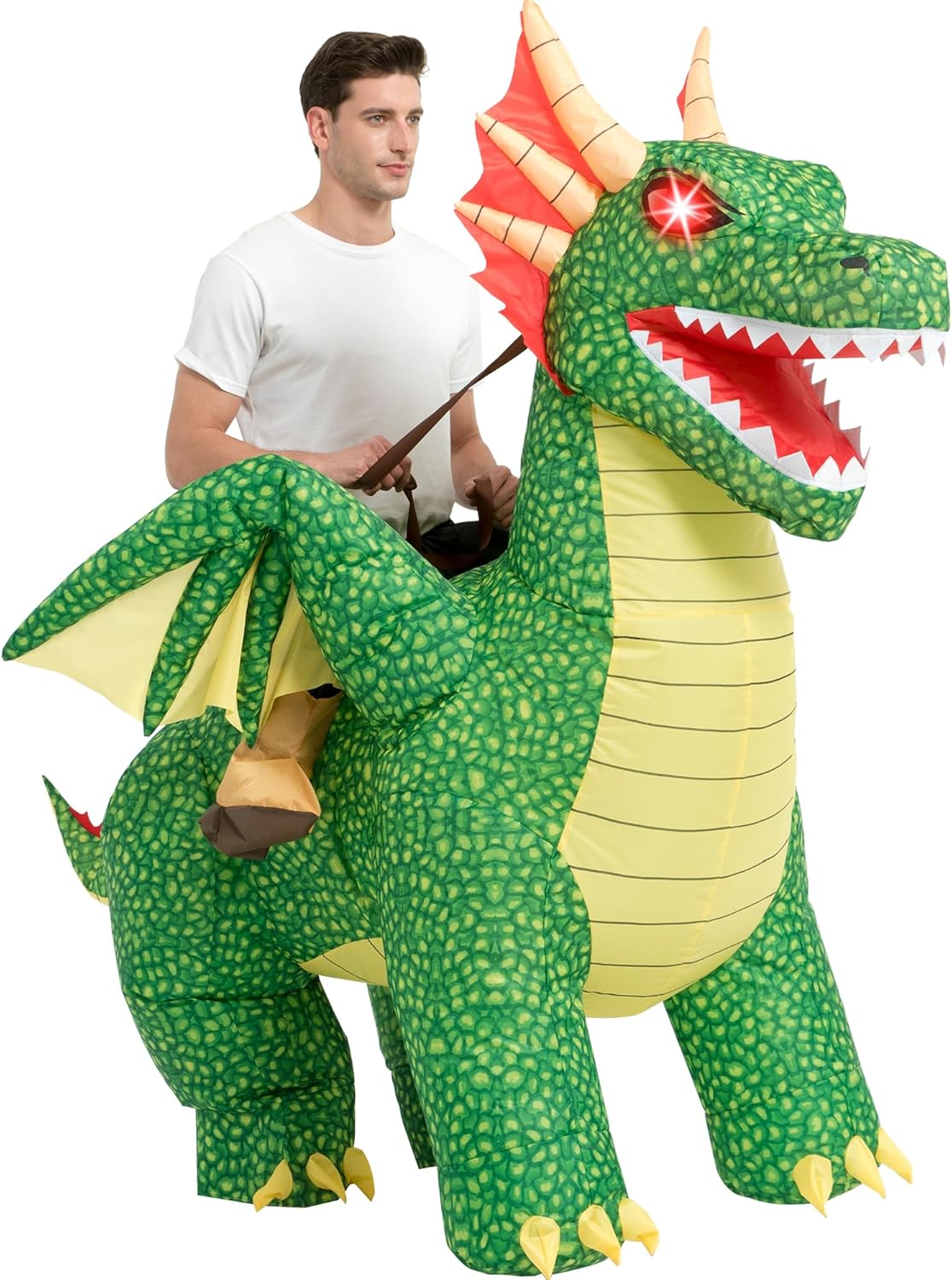One Casa Inflatable Costume Adult,Blow Up LED Light Eyes Dragon Suit,Ride On Halloween Costumes for Men Women - Image 7