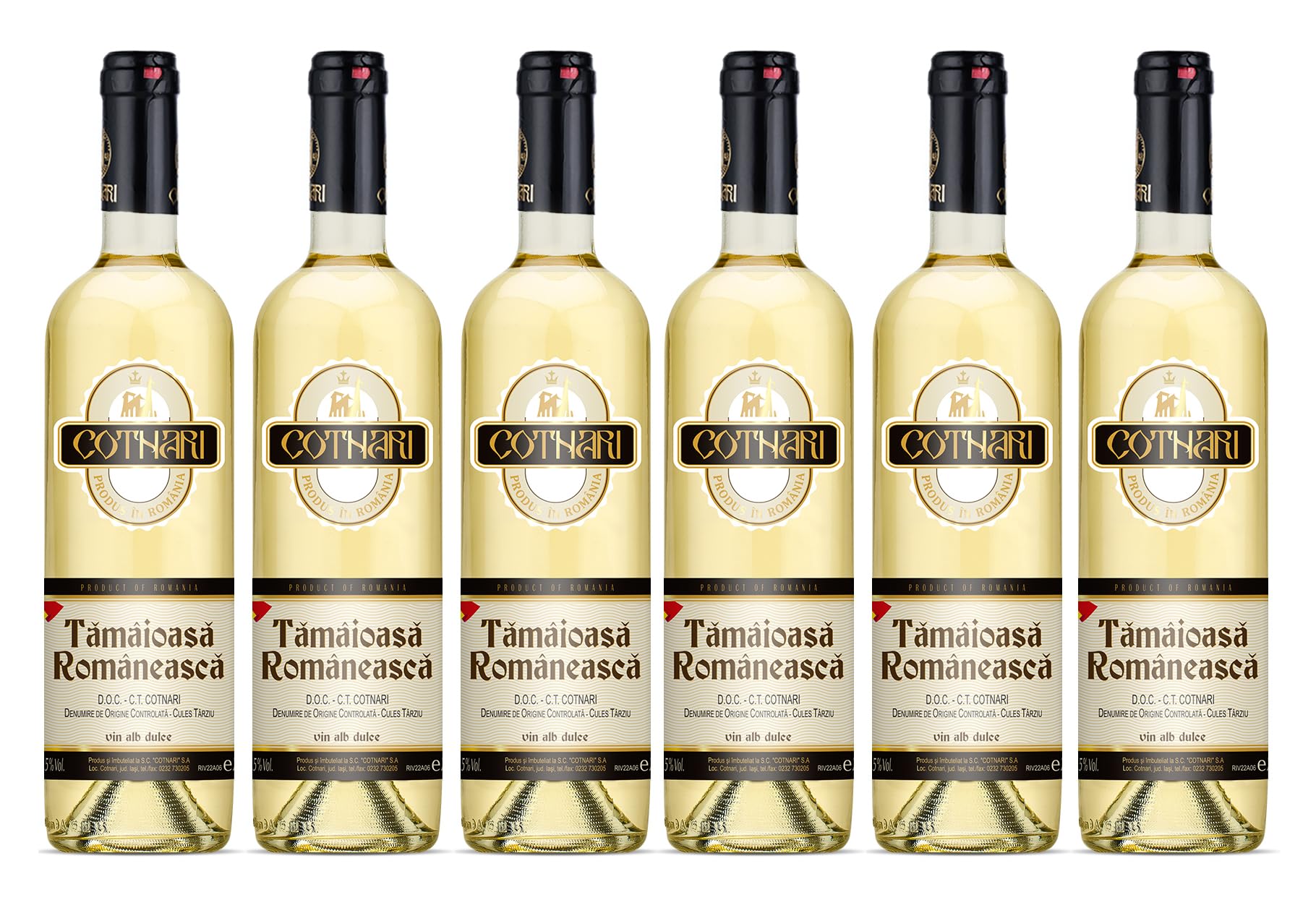 Cotnari | Tamaioasa Romaneasca – Rumänischer Weißwein süß | Weinpaket (6 x 0.75 L) - Black Label - D.O.C. – C.T.