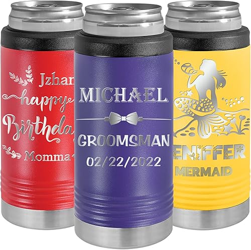 iProductsUS - Enfriador de latas delgado personalizado para latas delgadas de 12 onzas, soporte para latas delgadas con aislamiento de acero