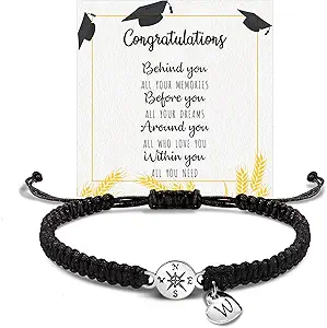 Graduation Gifts for Her 2025, 2025 Graduation Gifts High School College Graduation Gifts for Teen Girls 5th 8th Grade Masters Degree Grads Initial Bracelets for Women Letter A-Z Charm Bracelet Daughter Niece Granddaughter Girlfriend Jewelry