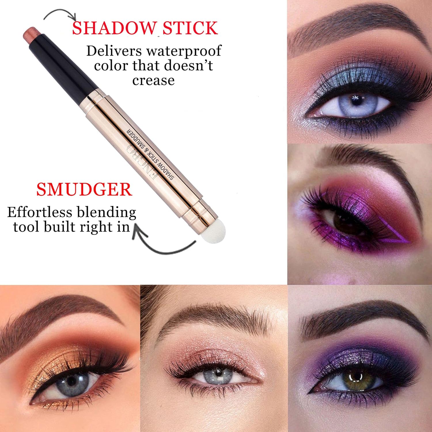 SLZZ 3Pcs Champagne Brown Metallic Eyeshadow Stick, Light to Dark Brown Cream Eyeshadow Pencil Crayon, Shiny Shadow Stick Set - Image 4