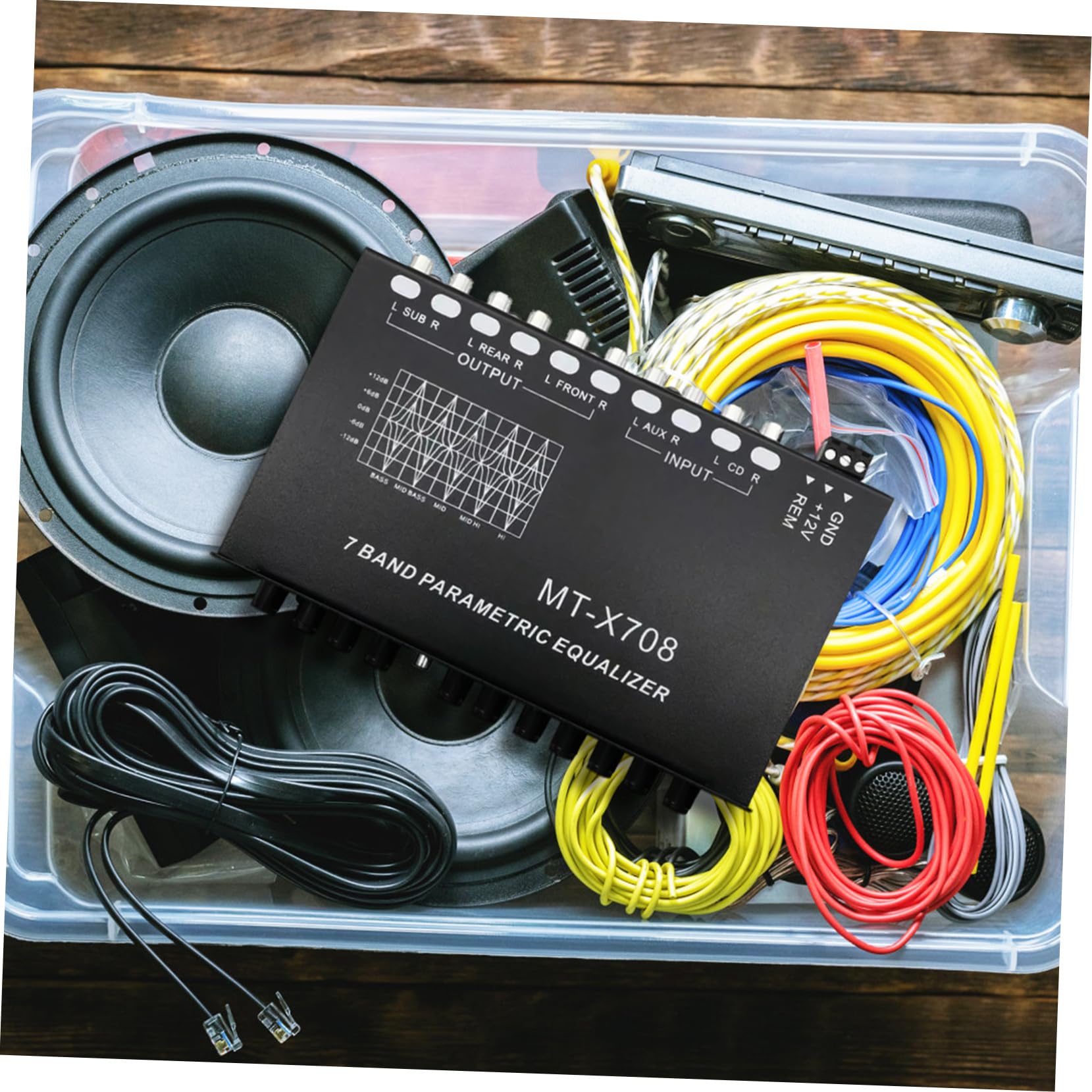 Amosfun Ecualizador de Coche de 7 Bandas Amplificador Digital Ajustable Ecualizador Estéreo para de Sonido de Automóvil y Conveniente