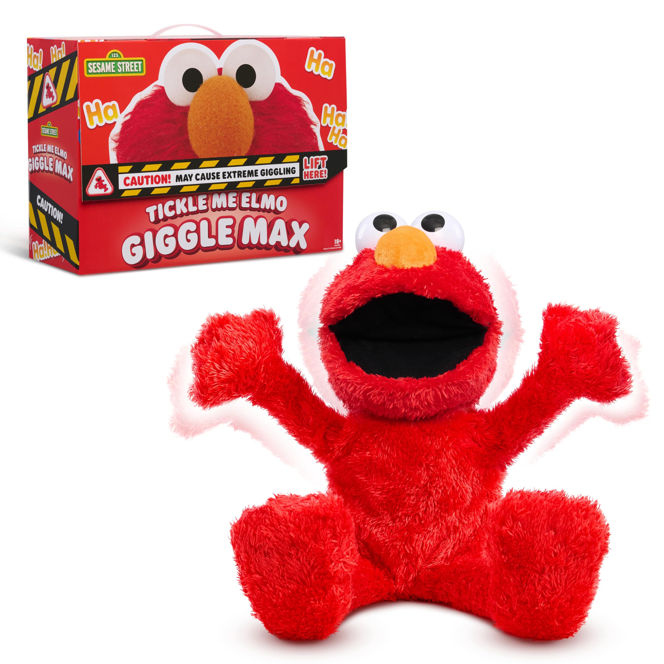 Sesame Street Tickle Me Elmo Giggle Max 18-Inch Interactive Plush Toy | Biggest Tickliest Elmo Ever, Laughing & Shaking Elmo with Belly and Feet Tickles, Ages 18 Months and Up
