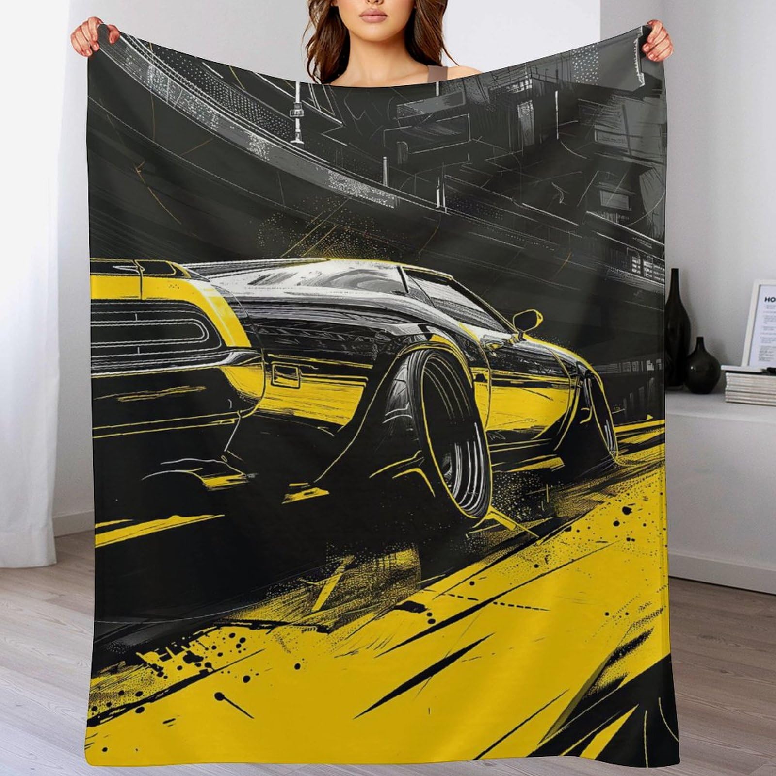 Plaid Flannel Voiture de Sport Lit et Canapé Contre le Froid Hiver