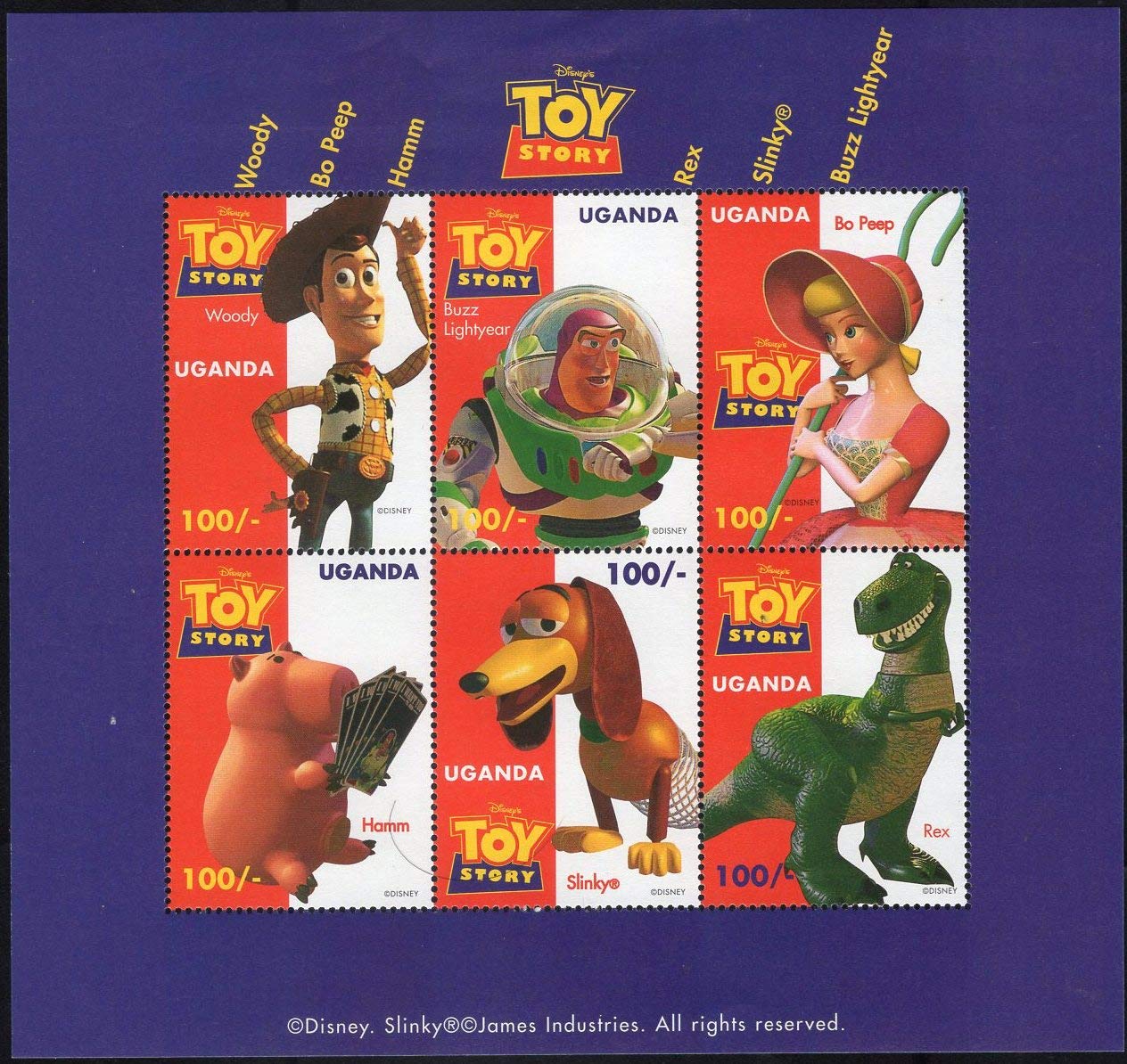 Uganda Mint SHEETLET ON CRTOON Character The Toy Story